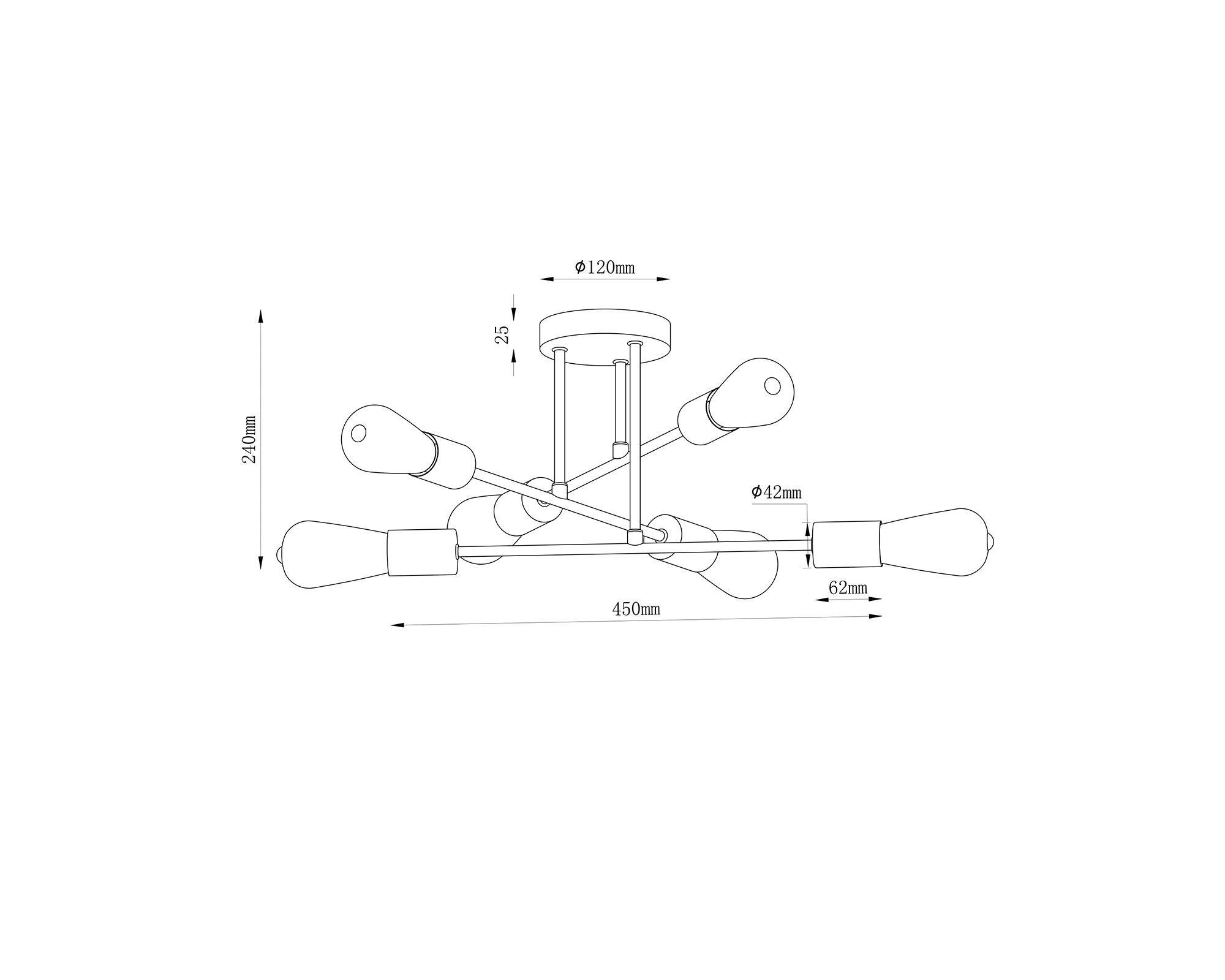 Lámpara techo Liezen E27 6L-4