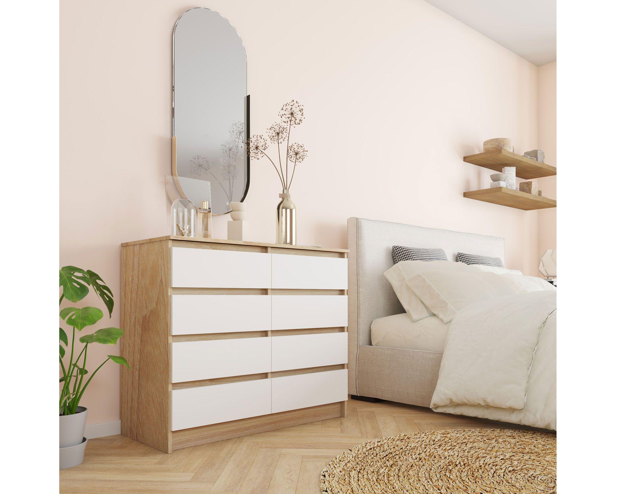 Cómoda austria 8 cajones olmo-blanco Cic-3