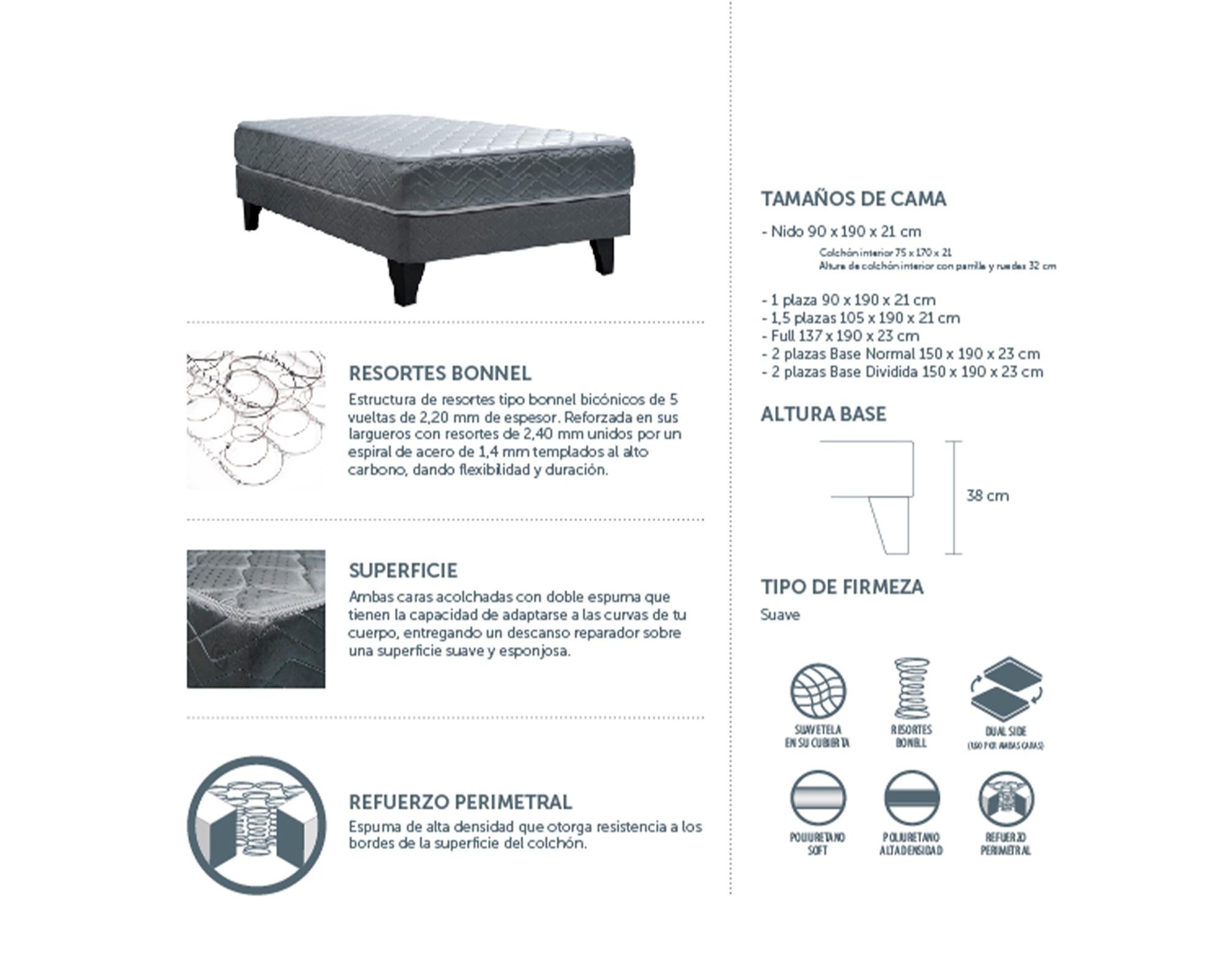 Cama europea 1.5 plazas Aura-4