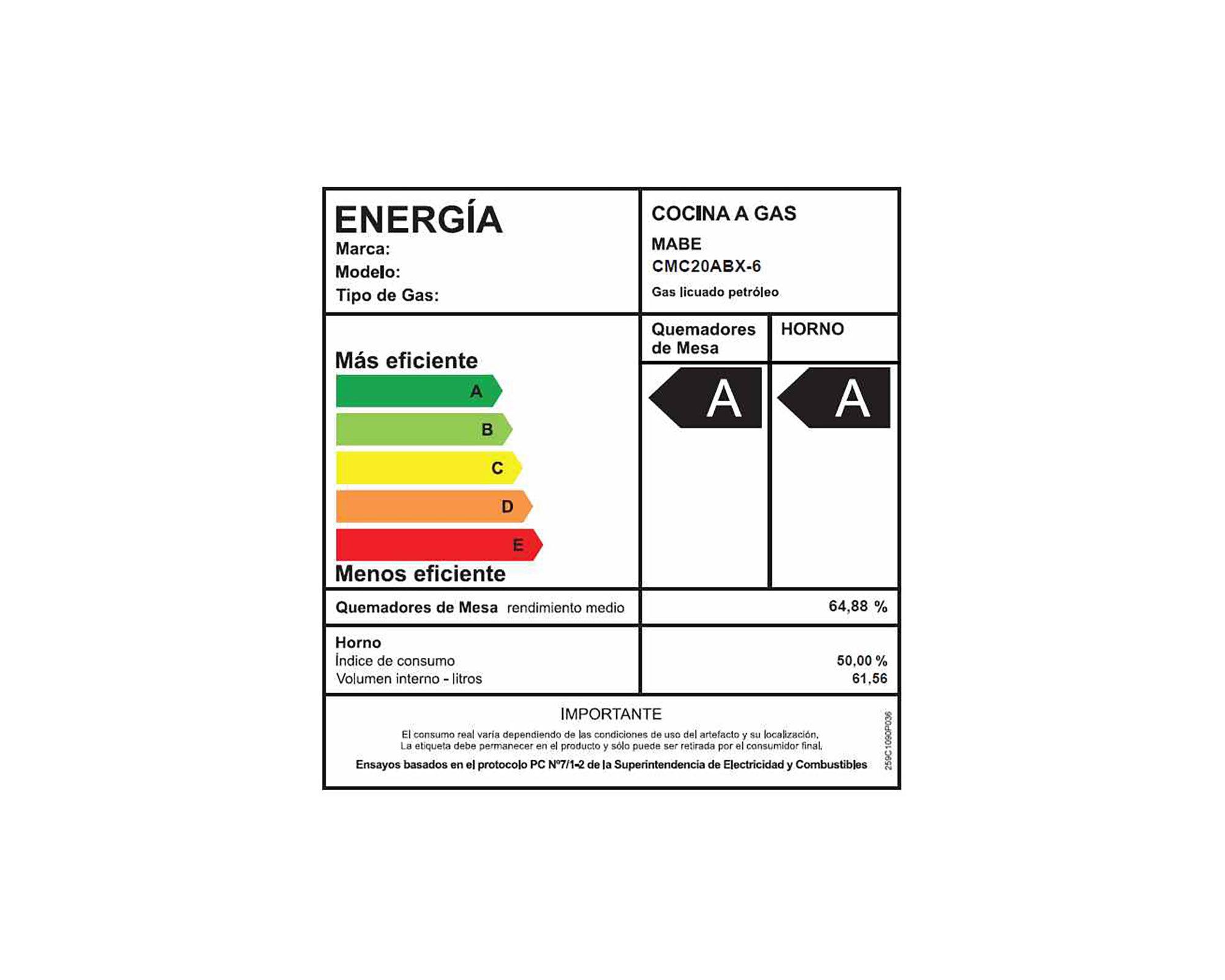 Cocina a gas 4 quemadores CMC20ABX-6 Mabe-8