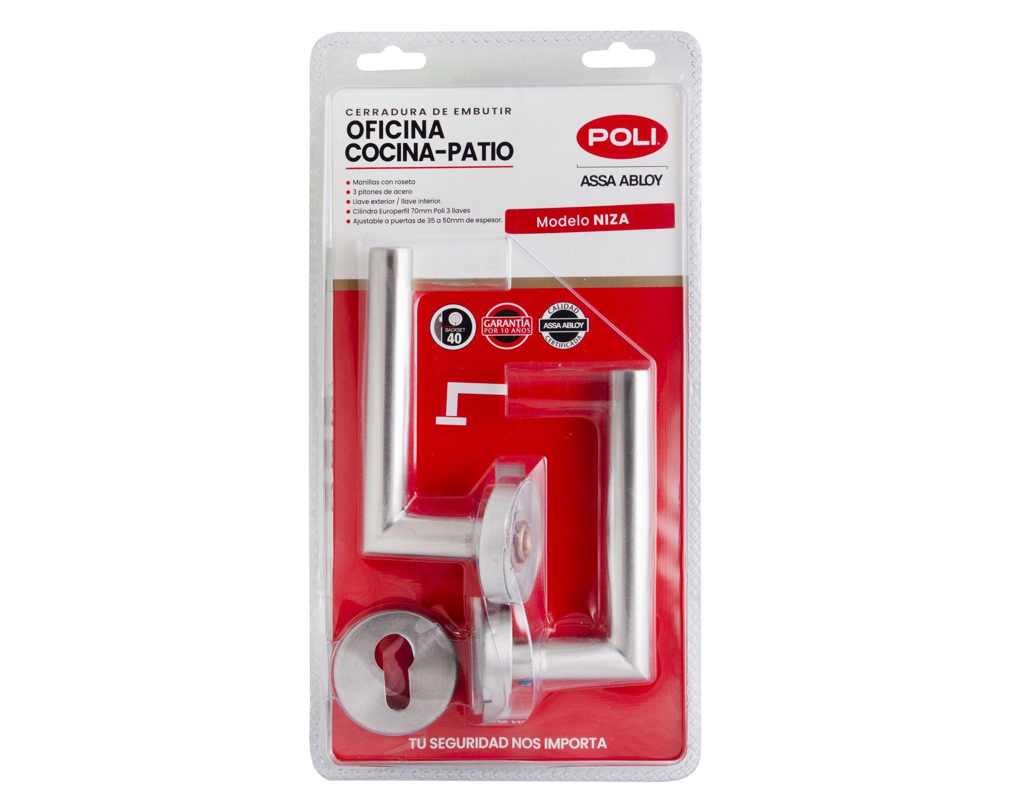 Cerradura embutida manilla oficina/baño niza gris-1