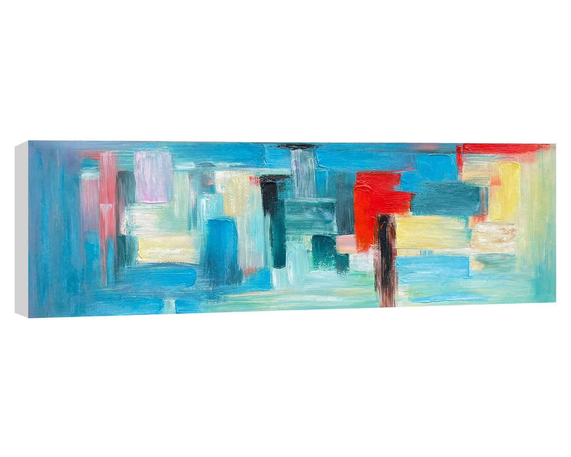 Cuadro oleo 40x120 cm moderno azul-0