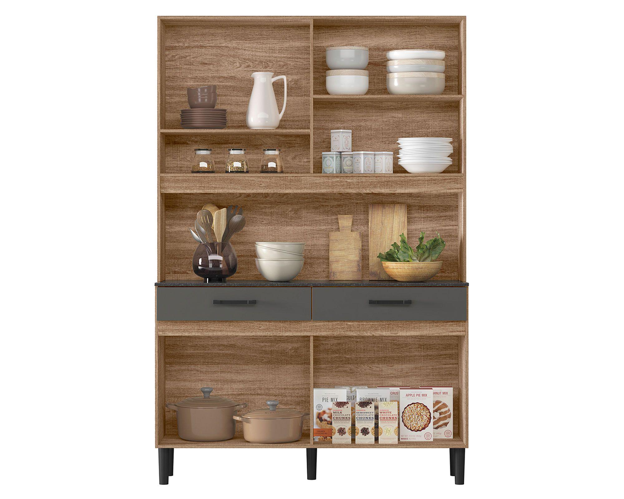 Kit cocina 8 puertas 2 cajones Barbara gris-1