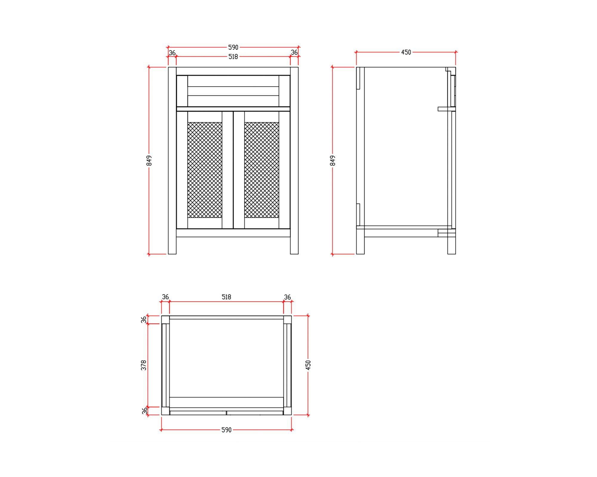 Mueble vanitorio Cecilia 84.9x59x45 cm-2