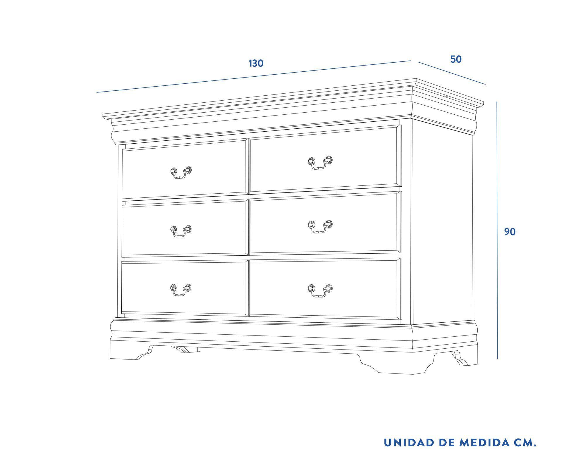 Cómoda 6 cajones Miro café claro Cic-4