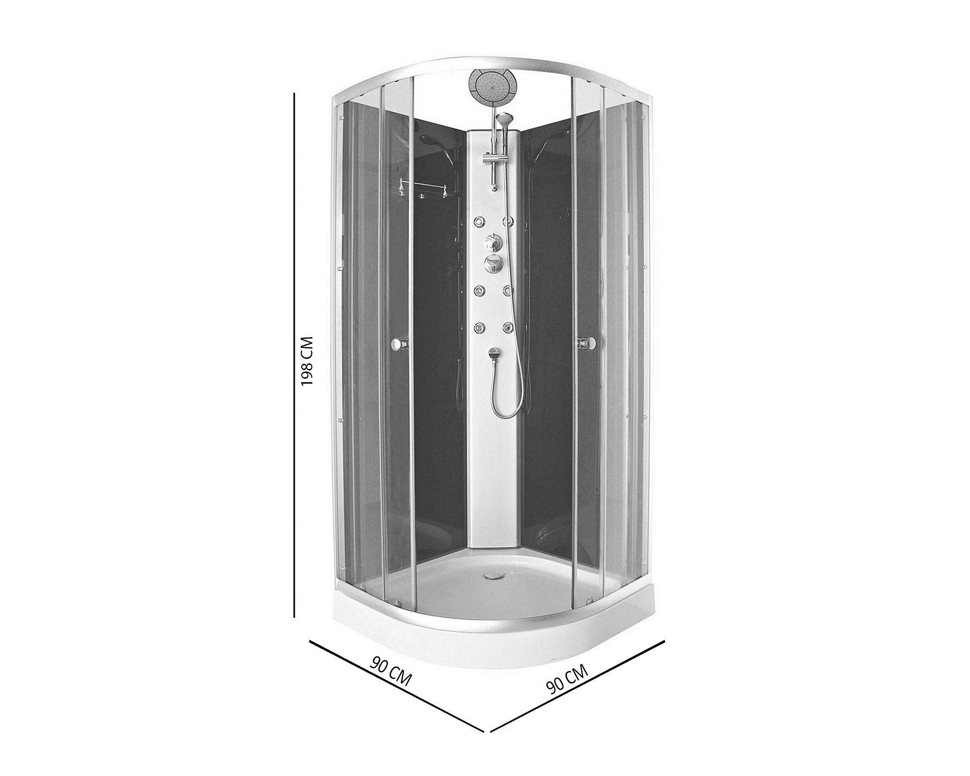 Cabina 198x90x90 cm Curva 6 Jets negro-2