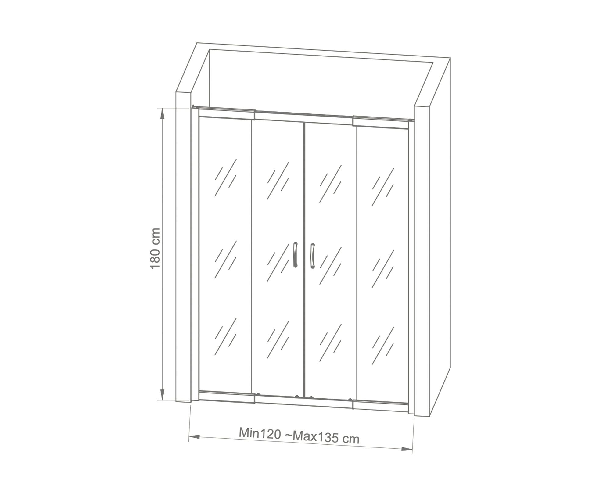 Mampara frontal 180x120-135 cm 6 mm-10