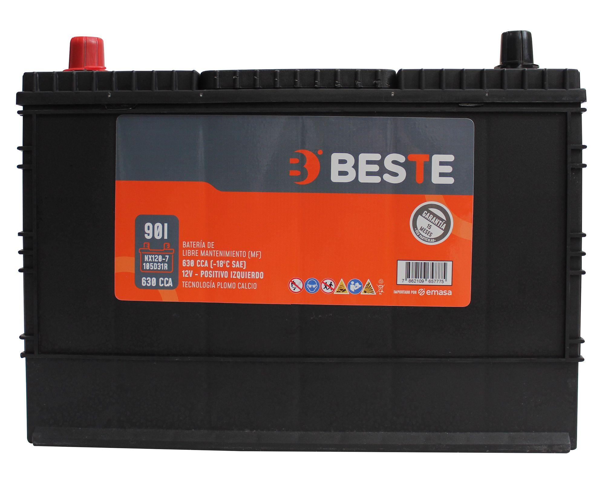 Batería 90AH 650CCA izquierdo NX120-7GB Beste-0