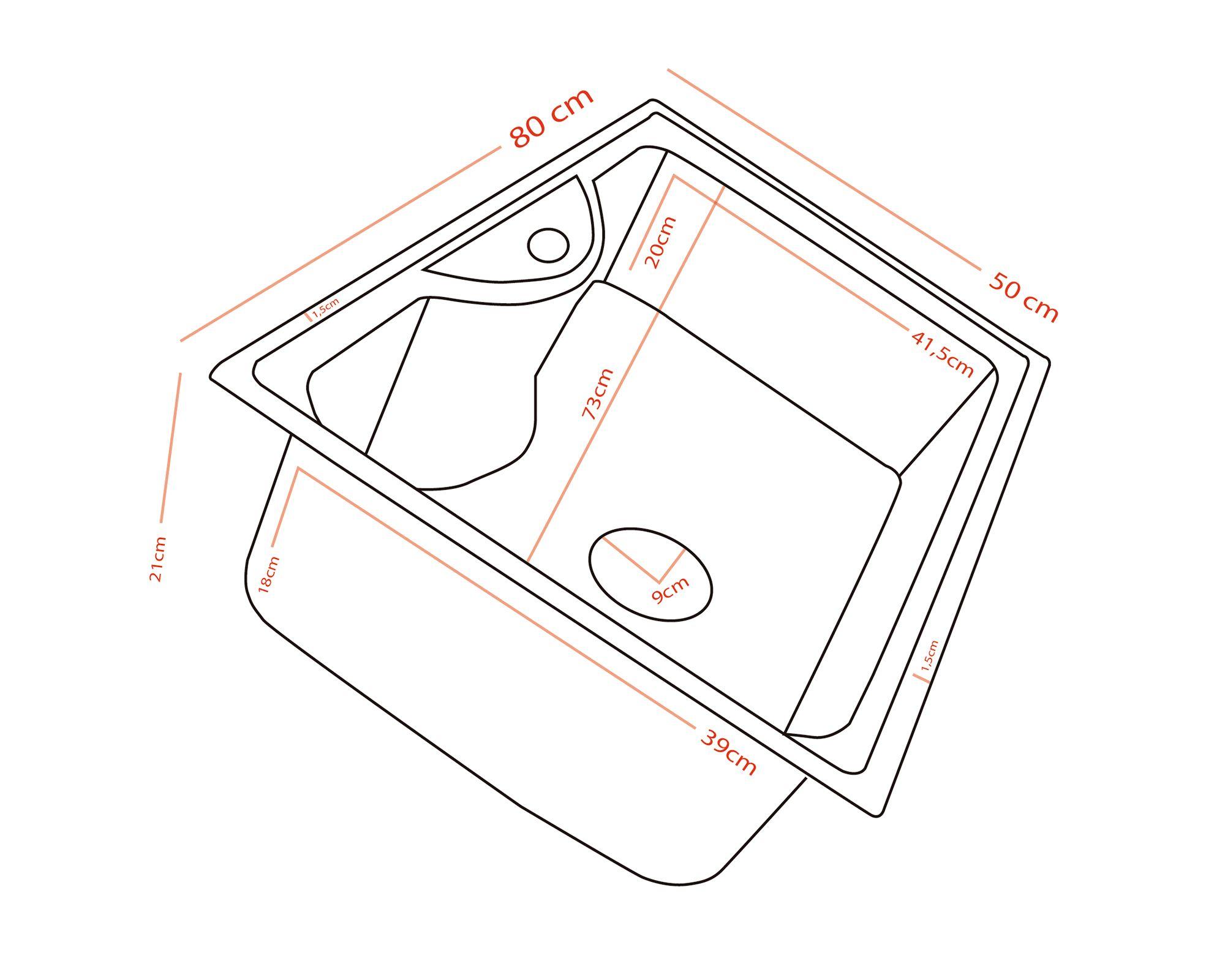 Lavaplatos sobrecubierta 21x50x80 cm gris-3