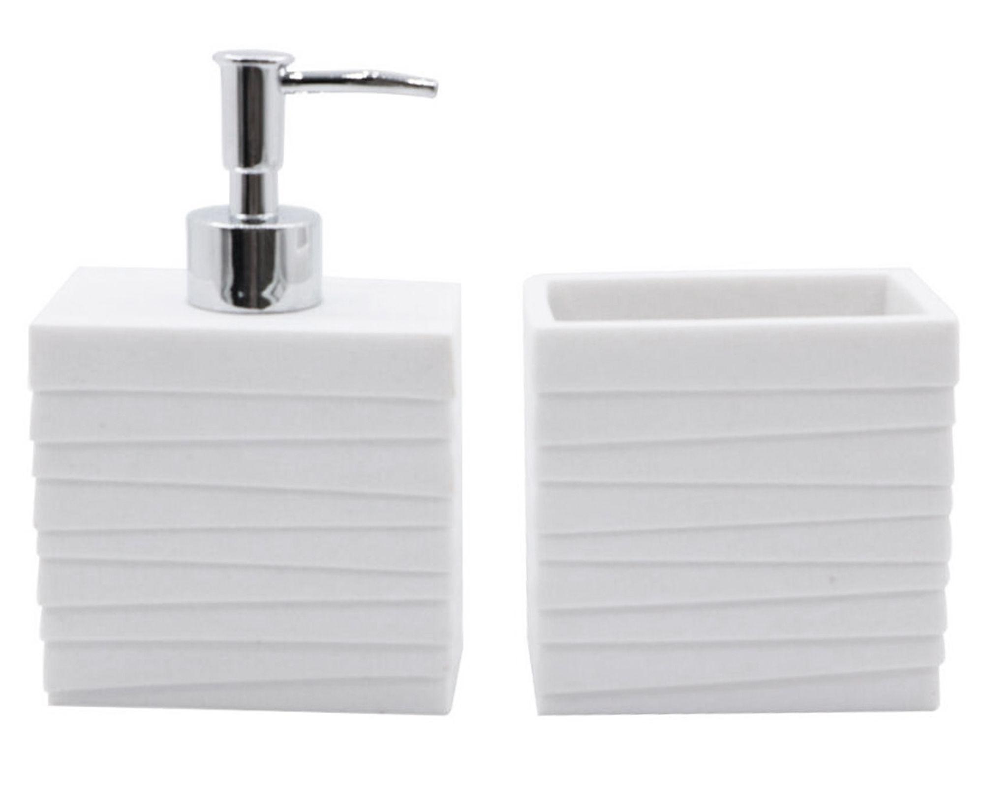 Set accesorio baño Líneas blanco 2 piezas-0