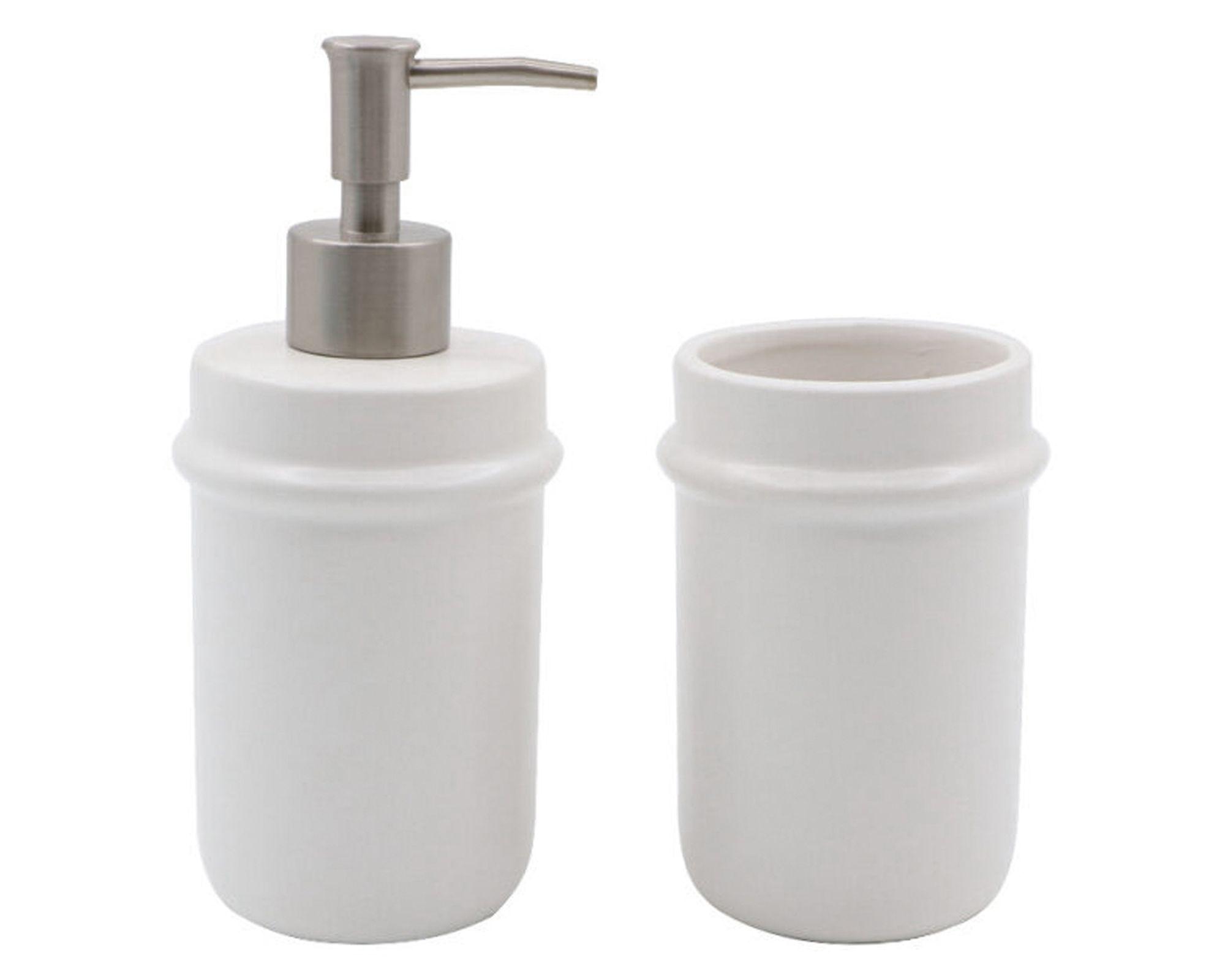 Set accesorio baño Borde blanco 2 piezas-0