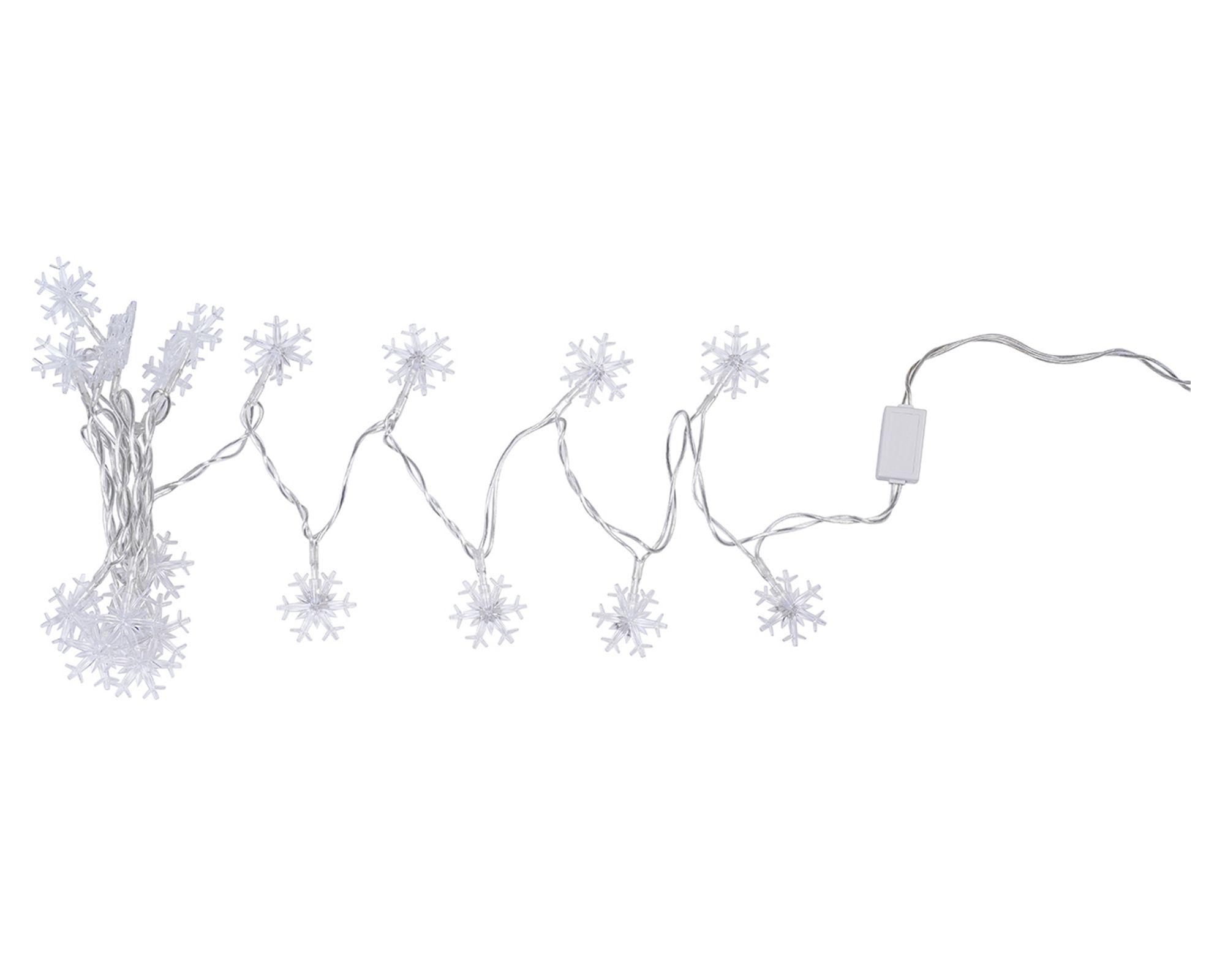 Guirnalda navidad LED 20L luz blanca fría Copo de nieve-0