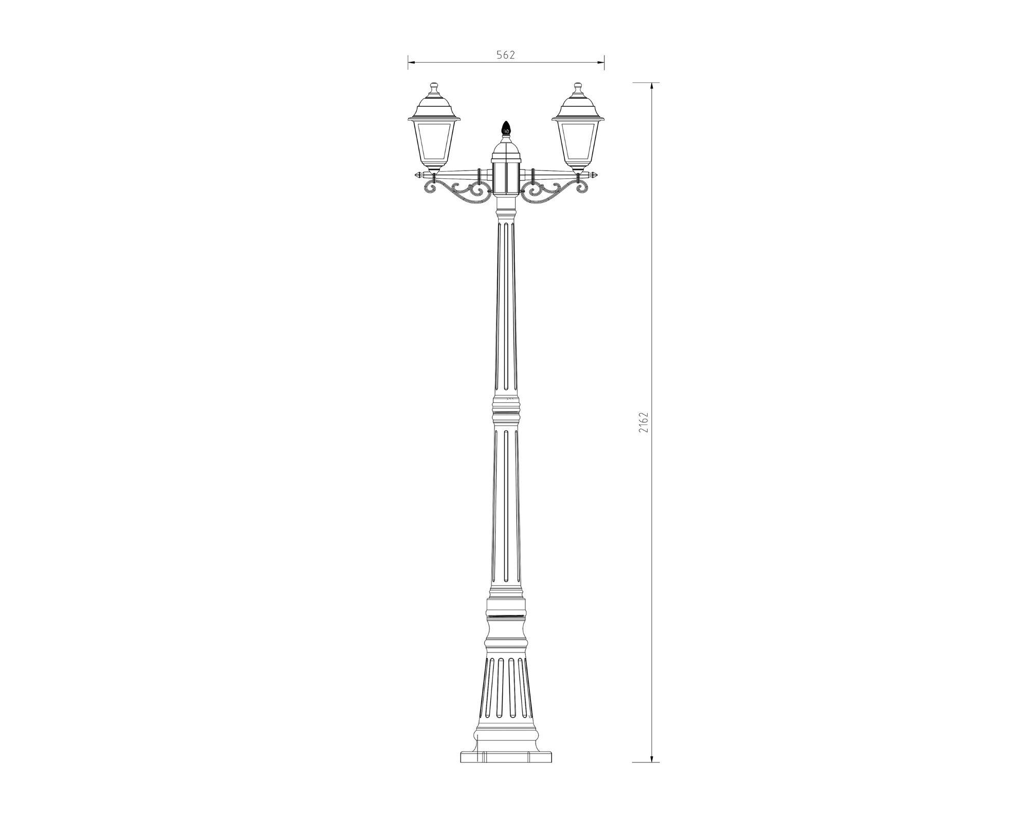 Farol pie 4 caras 60W E27 2L negro-4