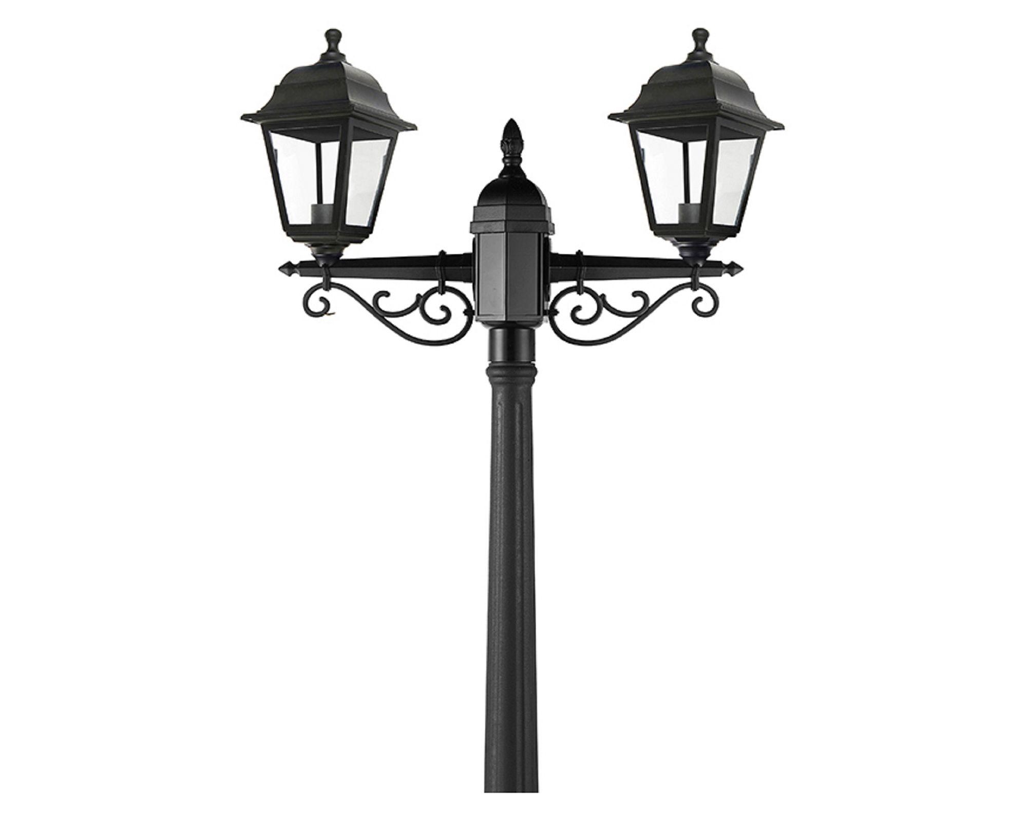 Farol pie 4 caras 60W E27 2L negro-1