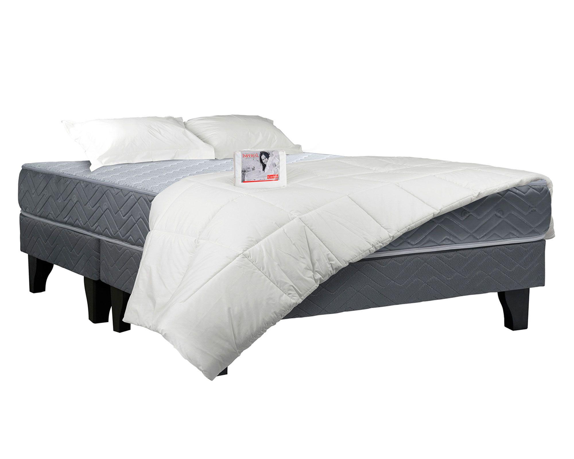 Cama europea 2 plazas x190 cm Aura base dividida + Textiles-5