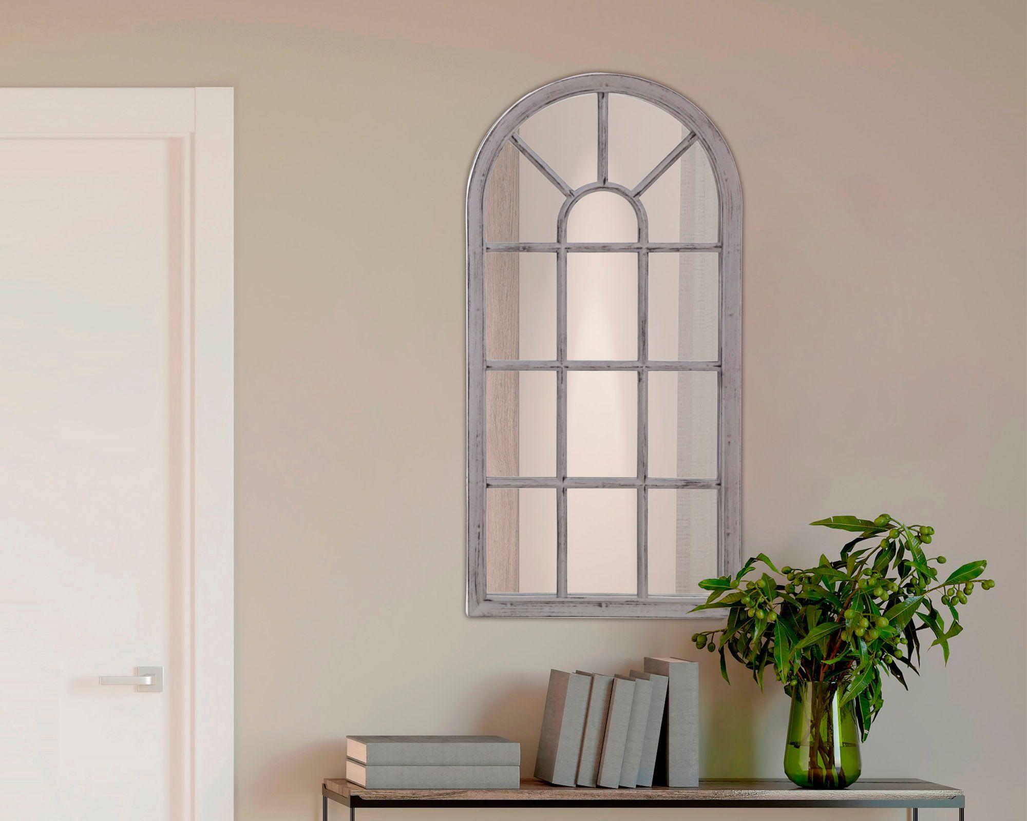 Espejo ventana redondo 70x35 cm blanco-3