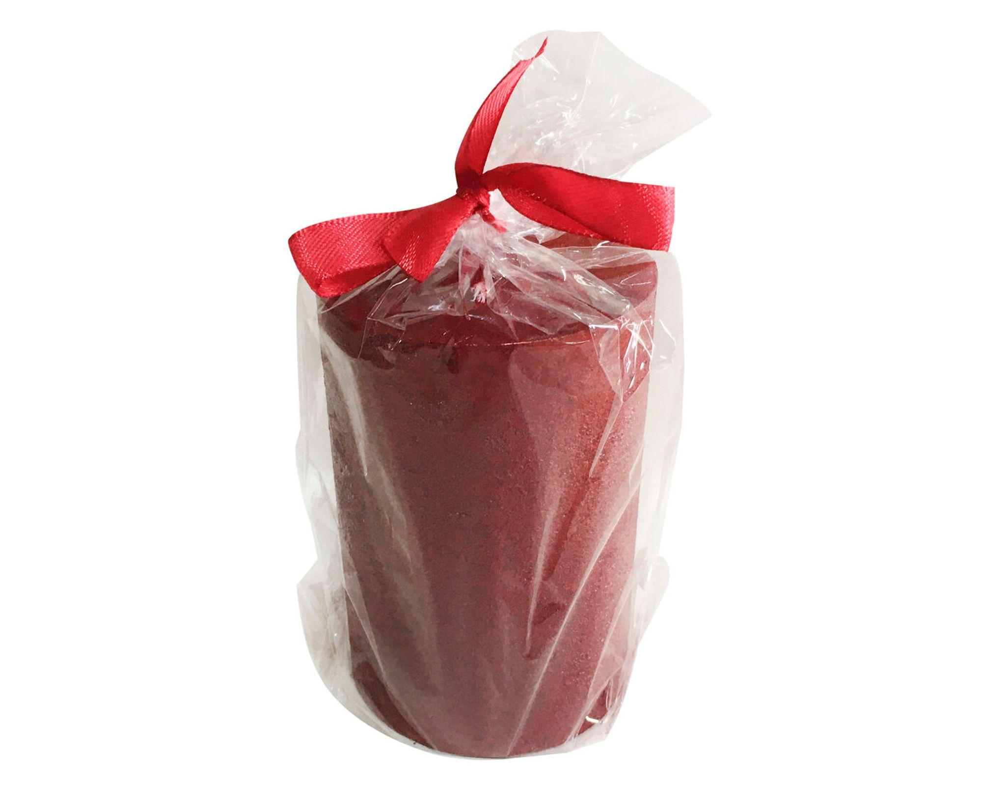 Vela pilar 10 cm rojo metálico-0