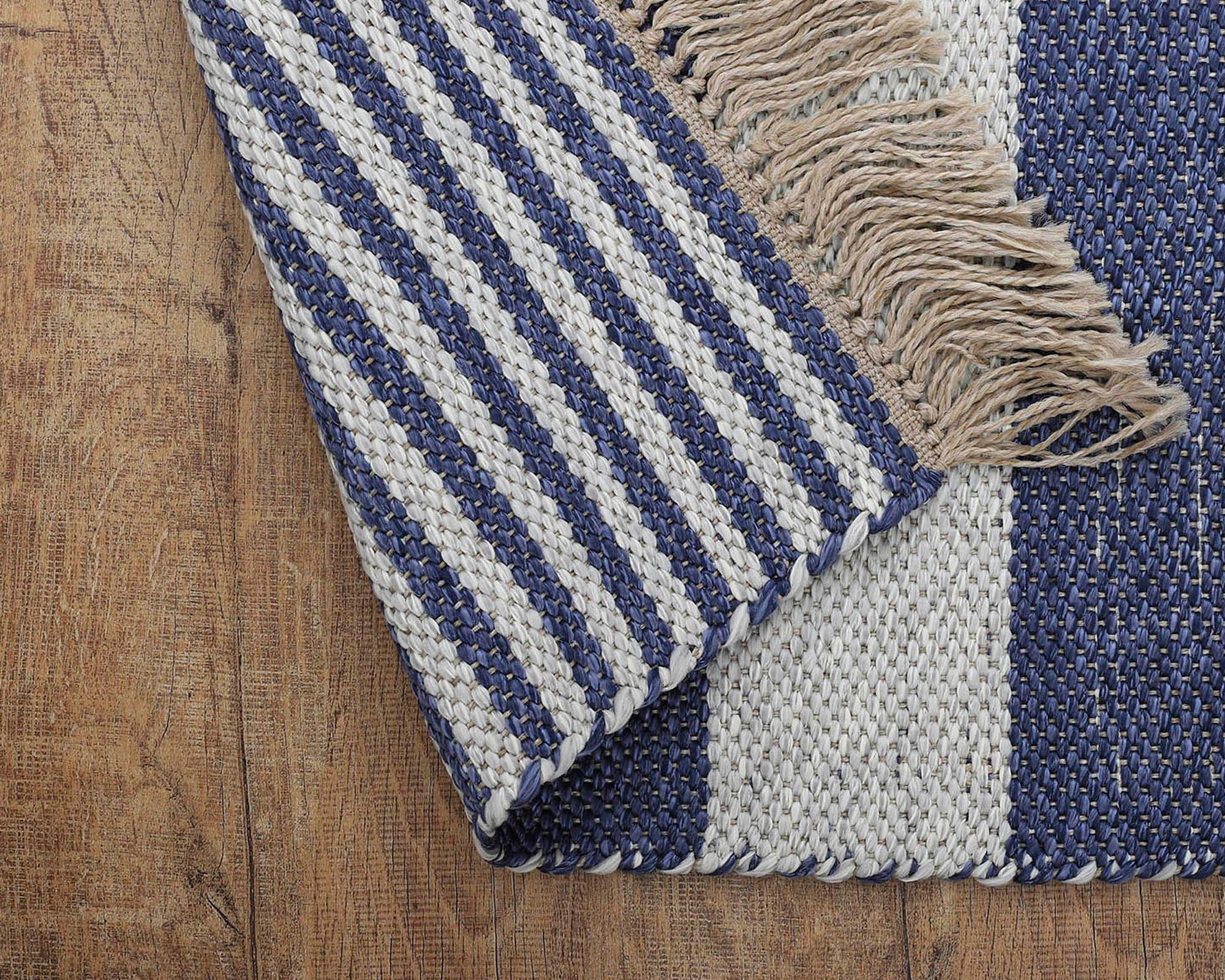 Alfombra 140x200 cm Natural Stripe 25320 azul-2