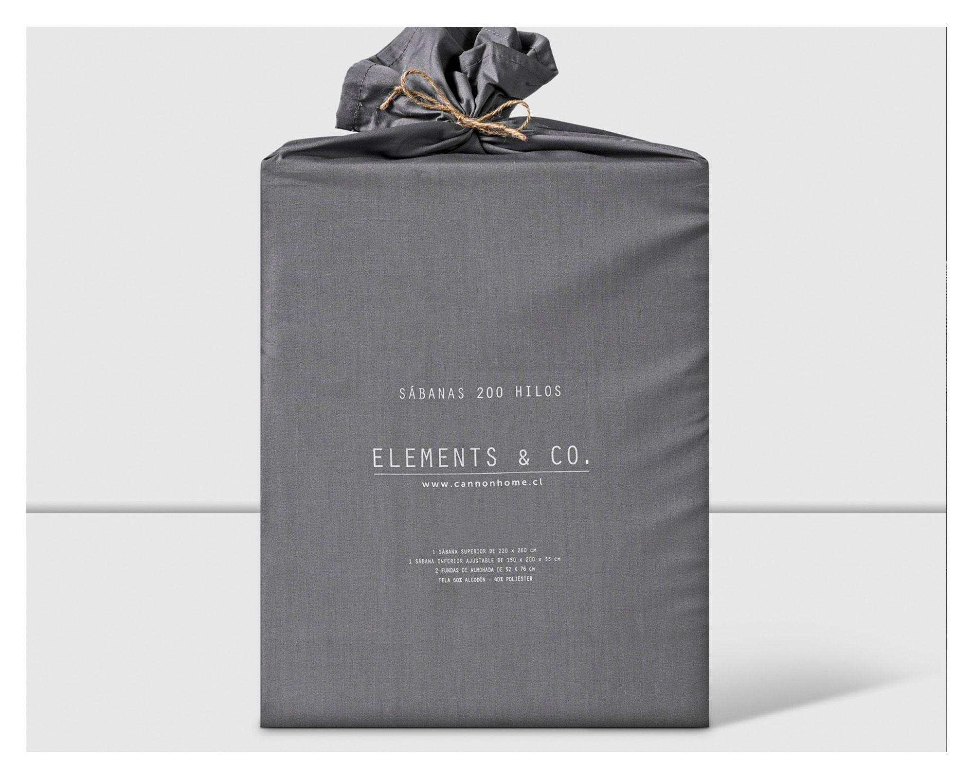 Juego de sábanas 1 plaza 200 hilos Iron gris-2