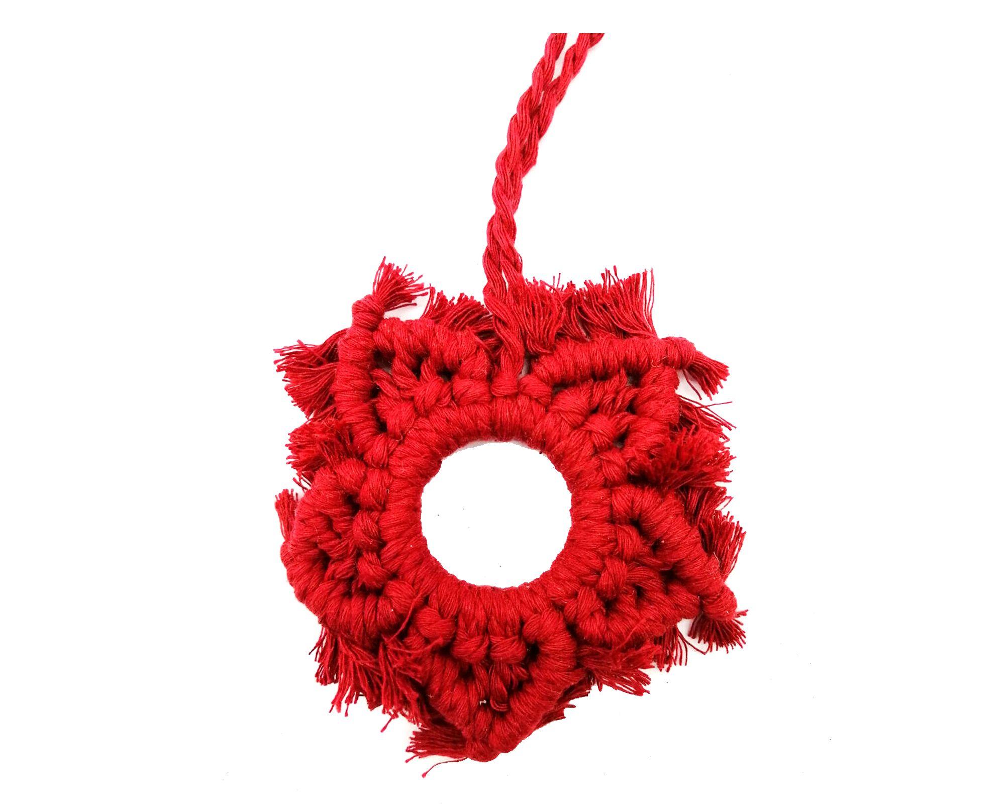 Colgante Estrella macramé rojo-0