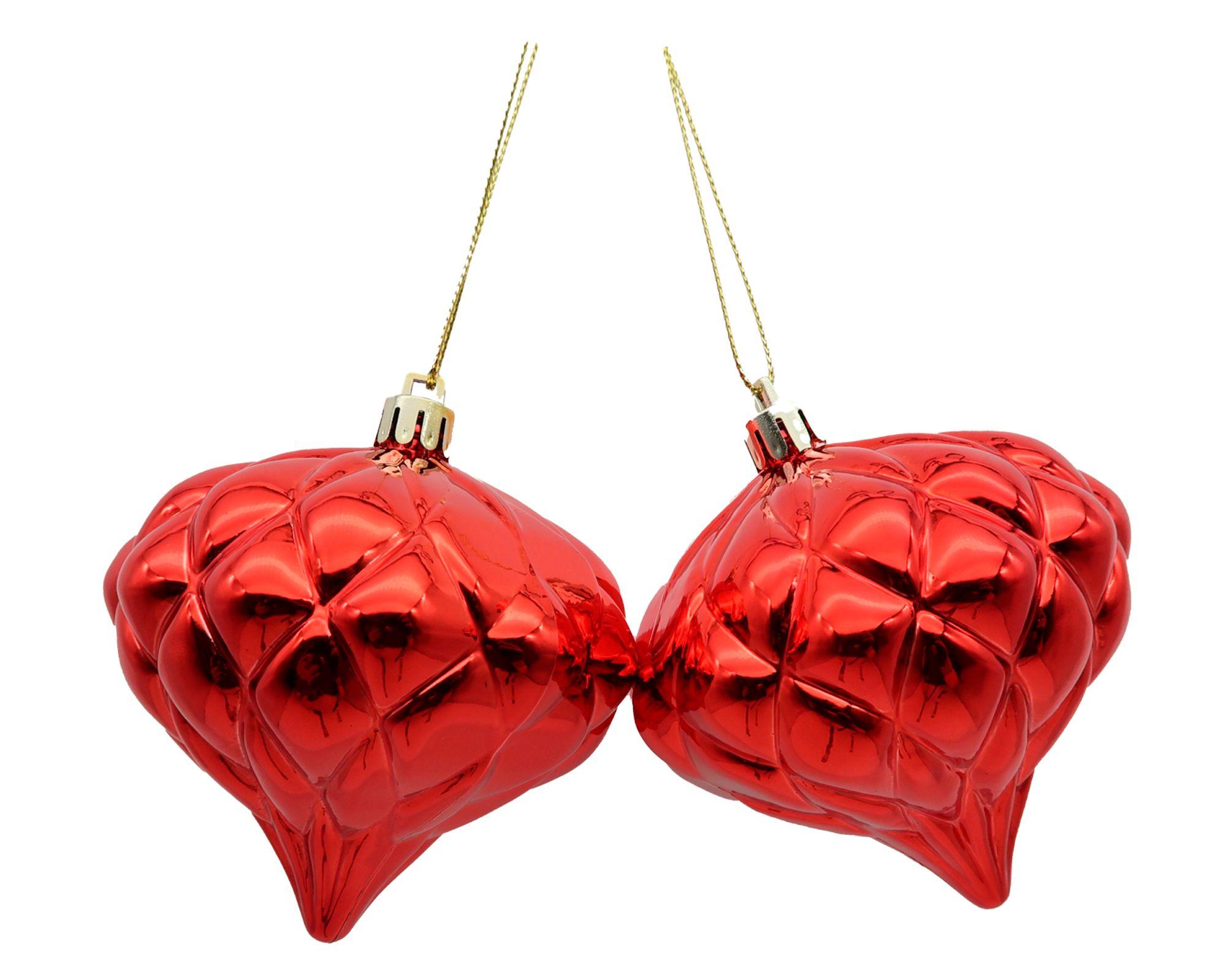 Esfera 8 cm punta tradicional rojo 2 piezas-0