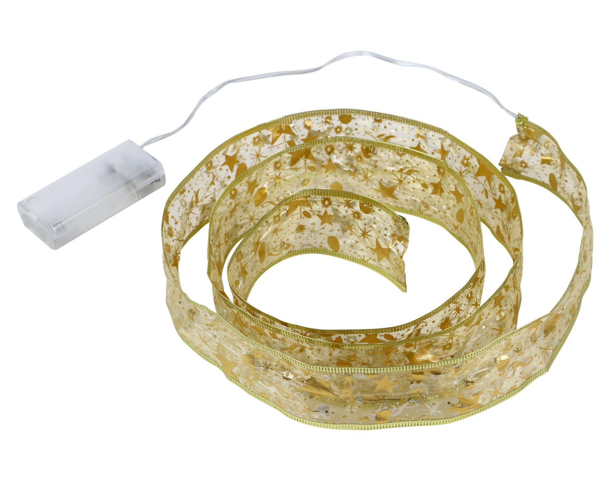 Cinta luces 10 LED 120 cm dorado-0