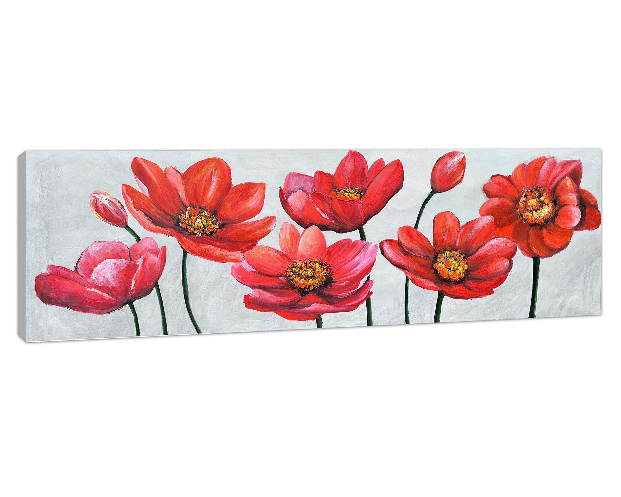 Cuadro oleo 40x120 cm flores-2