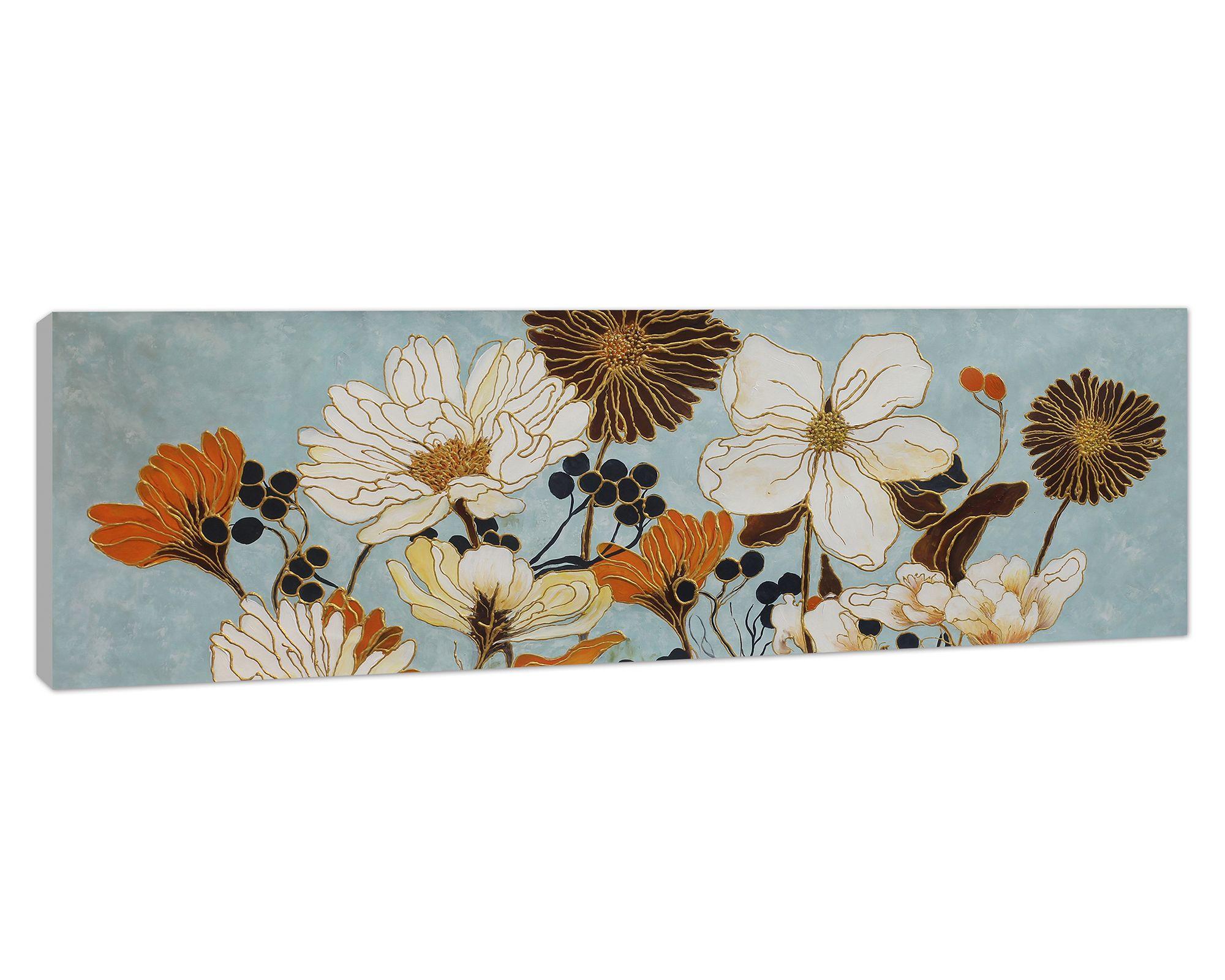 Cuadro oleo 40x120 cm flores-3