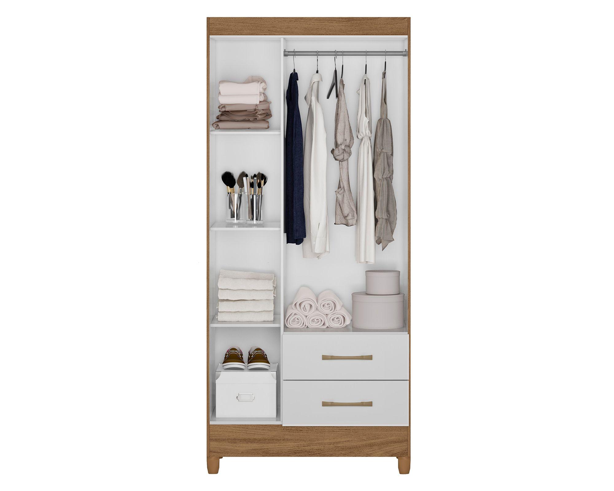 Closet 3 puertas + Cómoda 4 cajones Natural blanco-2