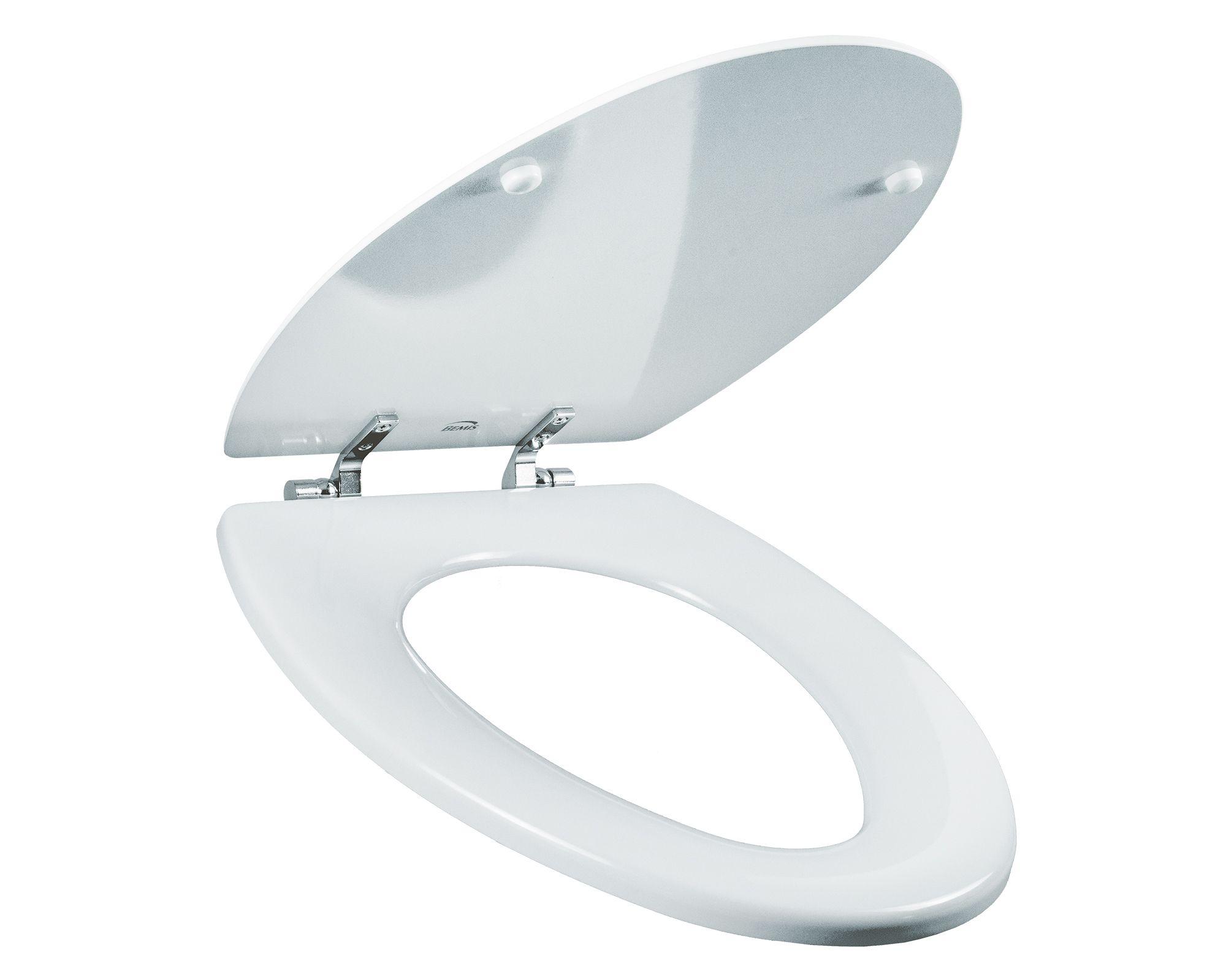 Asiento WC elongado blanco bisagras cromadas-2