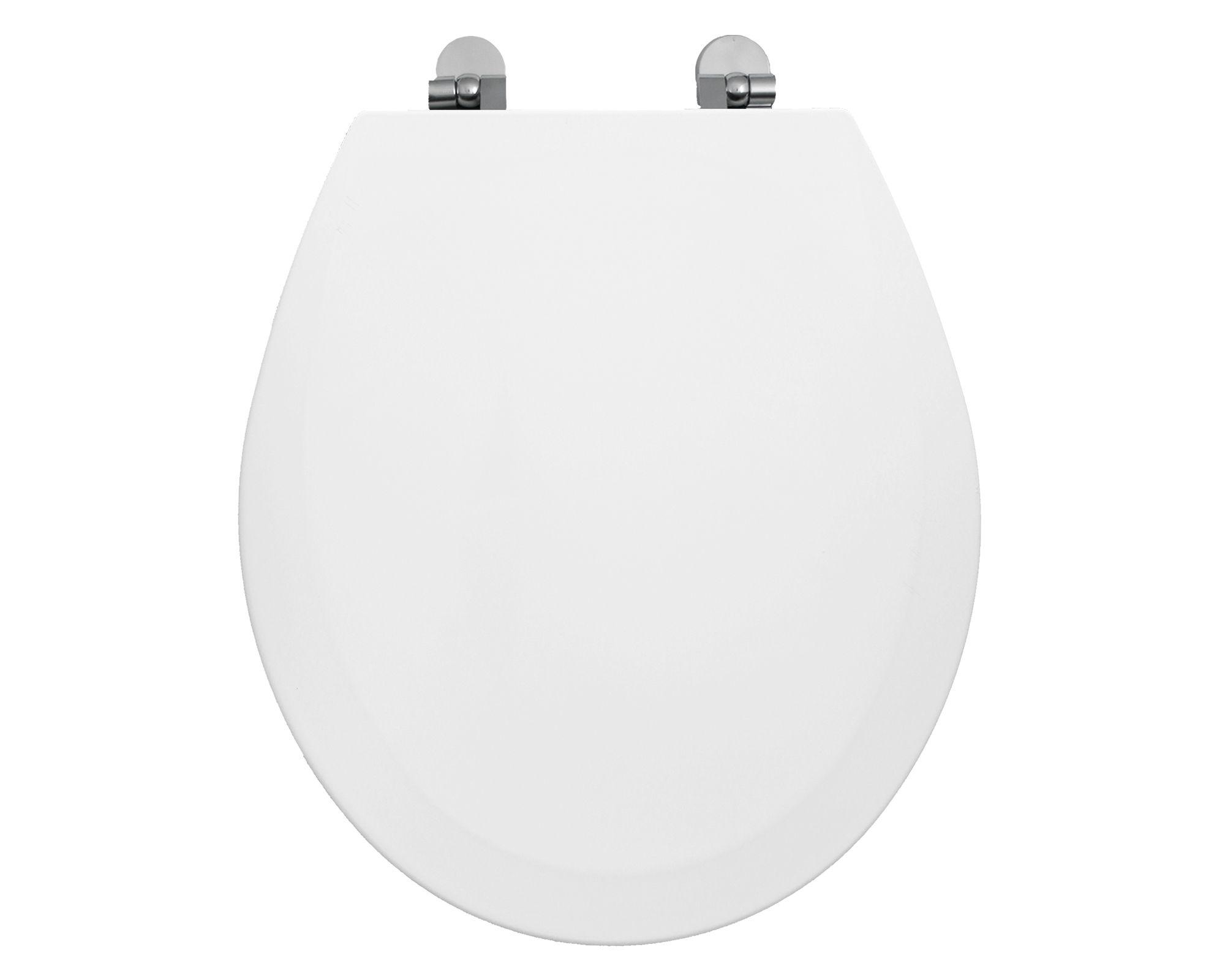 Asiento WC redondo blanco bisagras cromadas-0