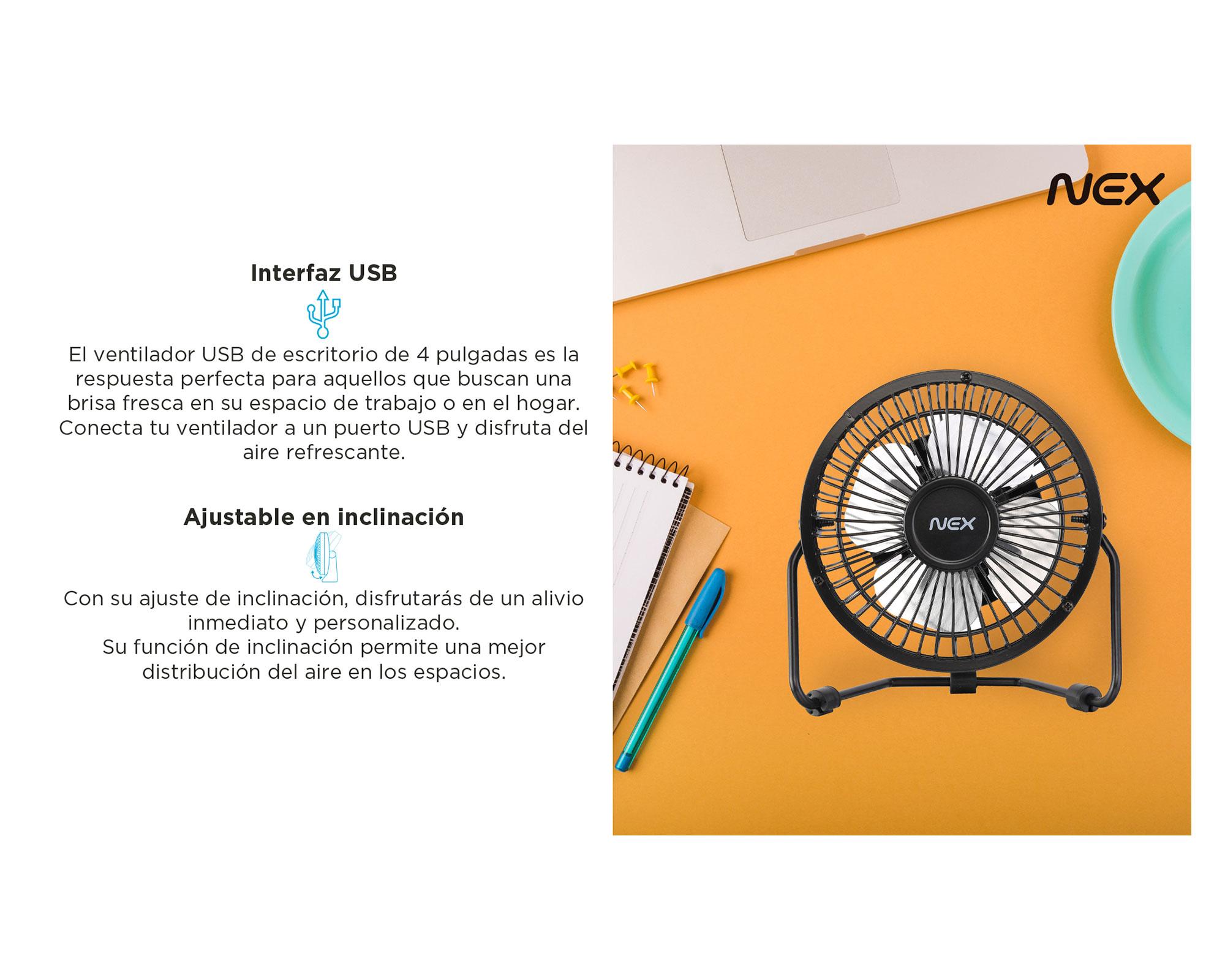 Ventilador sobremesa USB 4 aspas negro-7