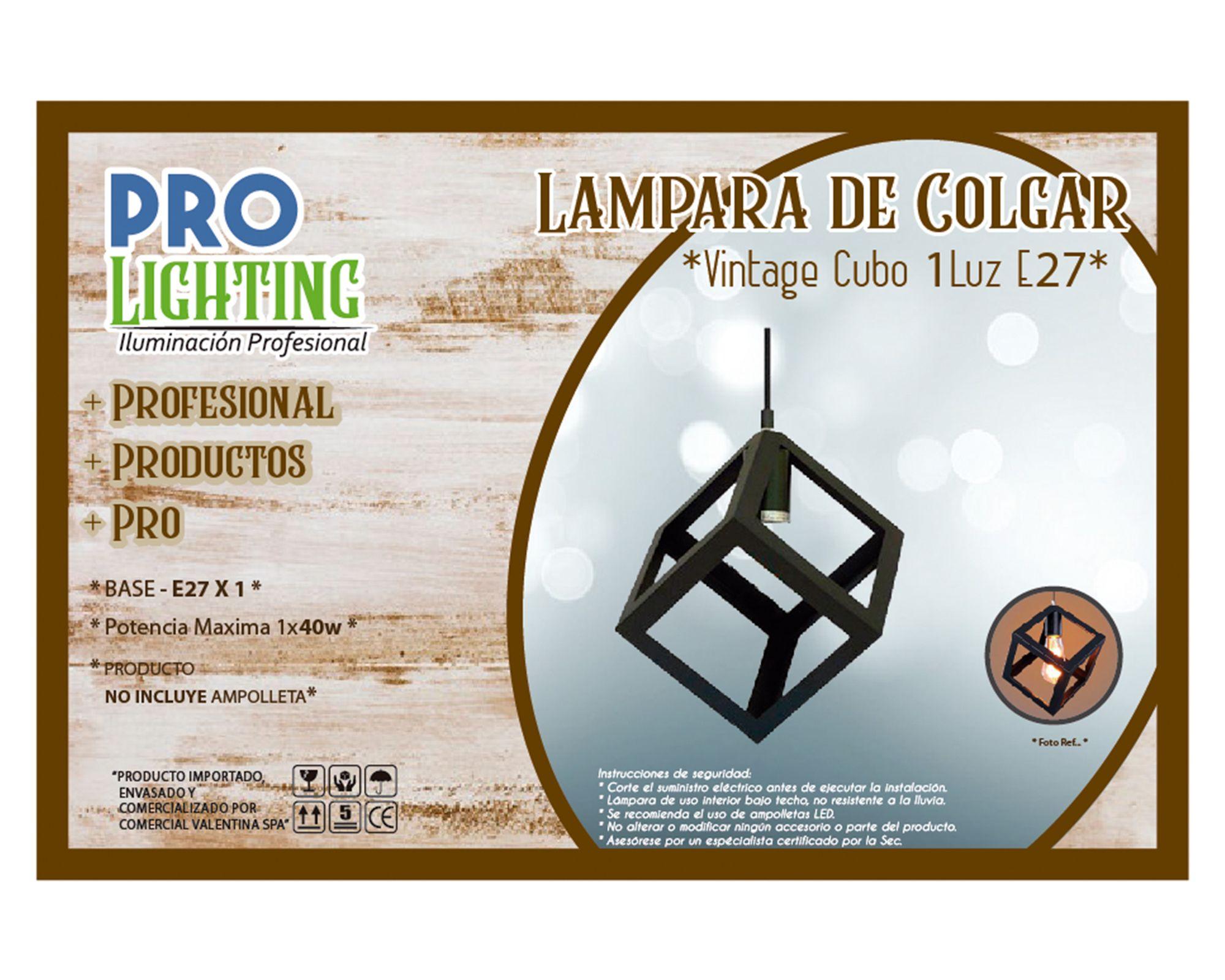 Lámpara colgar E27 1L Vintage Cubo-2