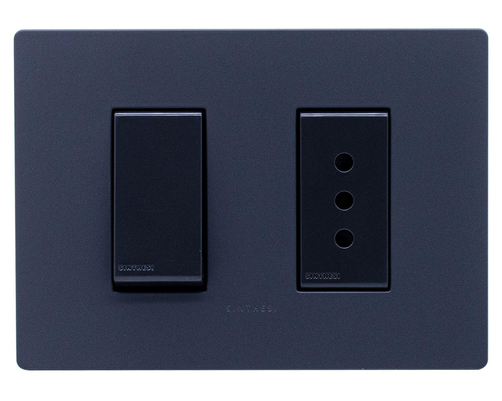 Placa armada 9/12 + toma corriente 10A S32 10A 2500W noir mate-0