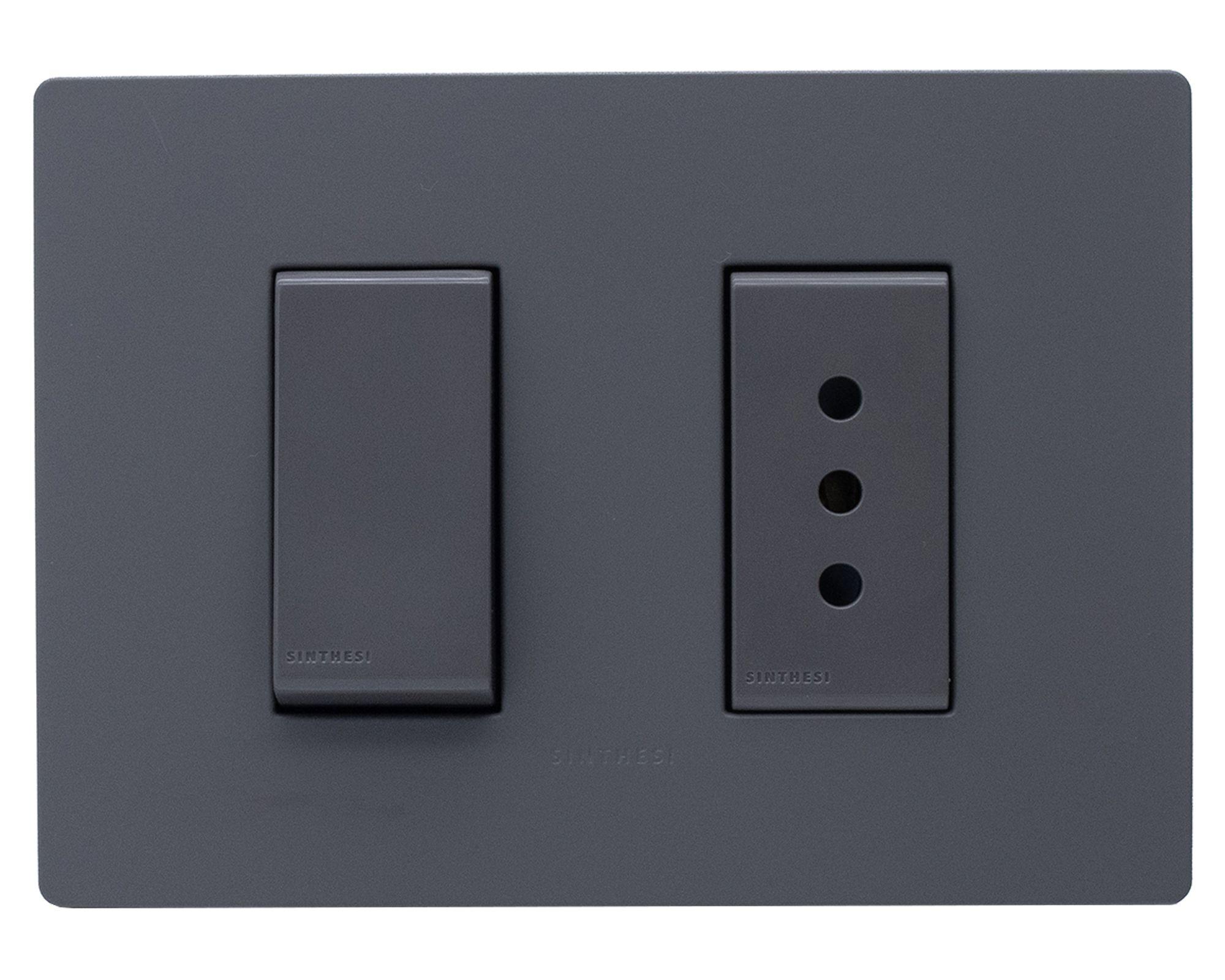 Placa armada 9/12 + toma corriente 10A S32 10A 2500W grey mate-0
