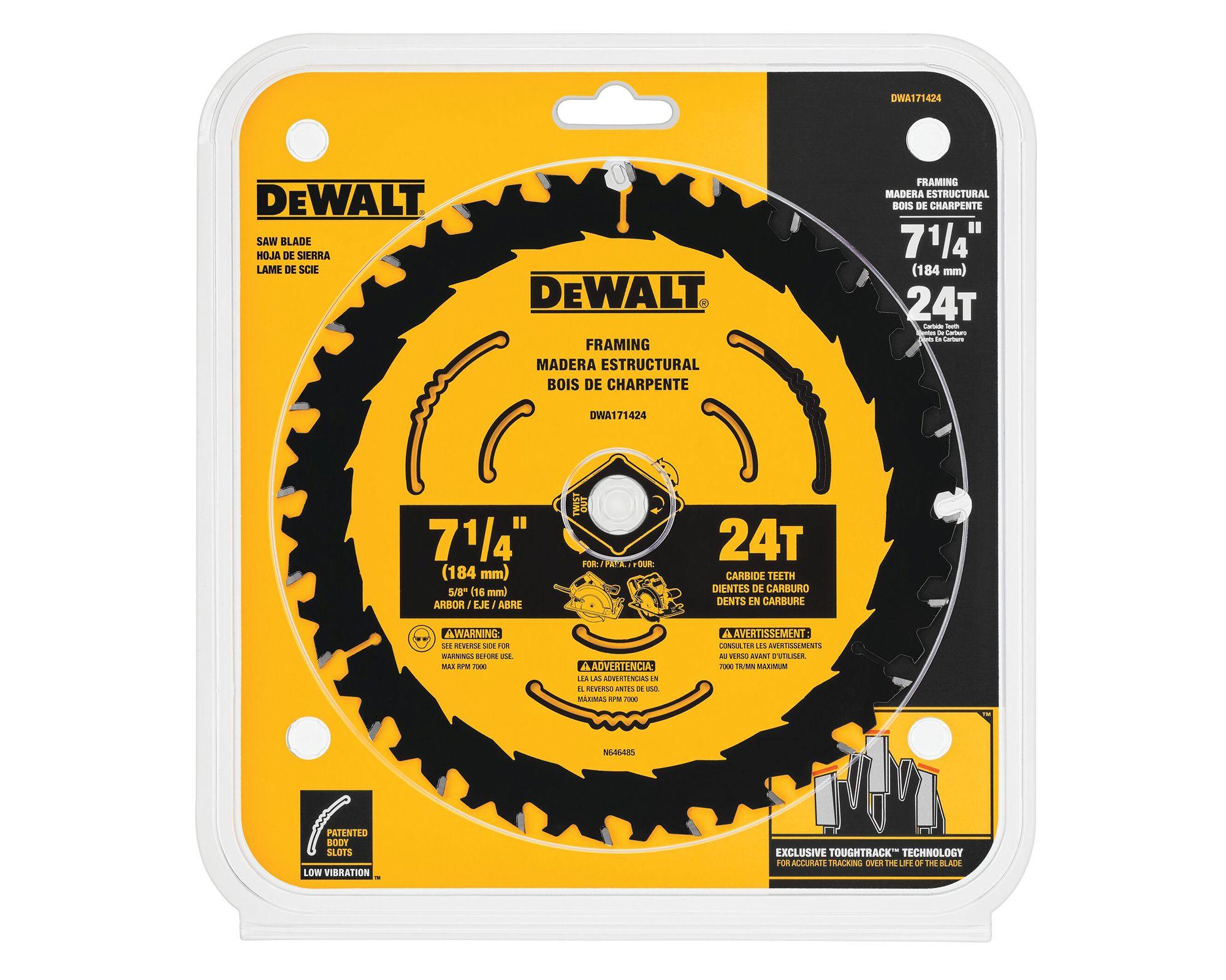 Disco sierra 7-1/4" 24T eje 5/8" DWA171424-1