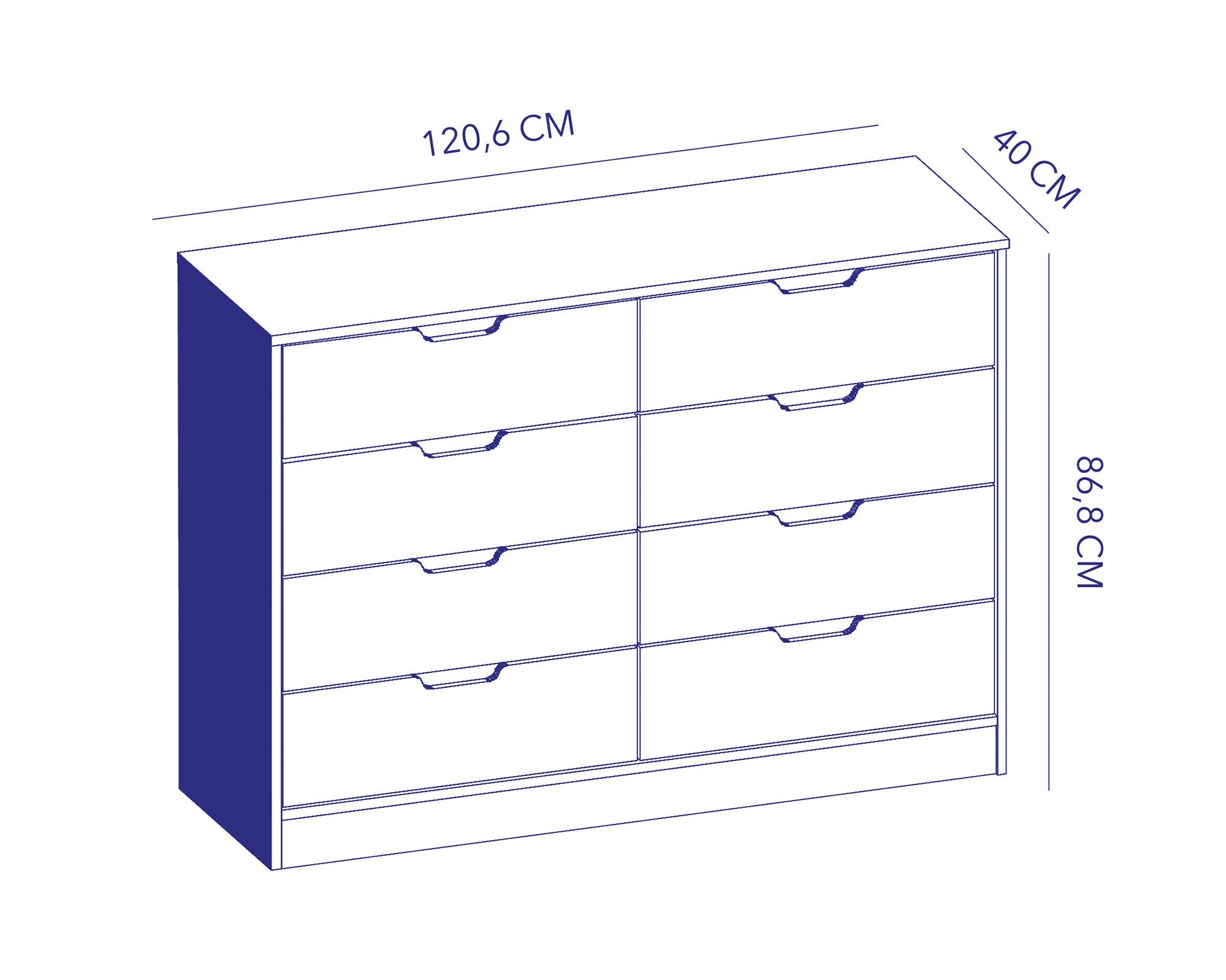 Cómoda Misuri CZ blanco/carvalo 8 cajones-4