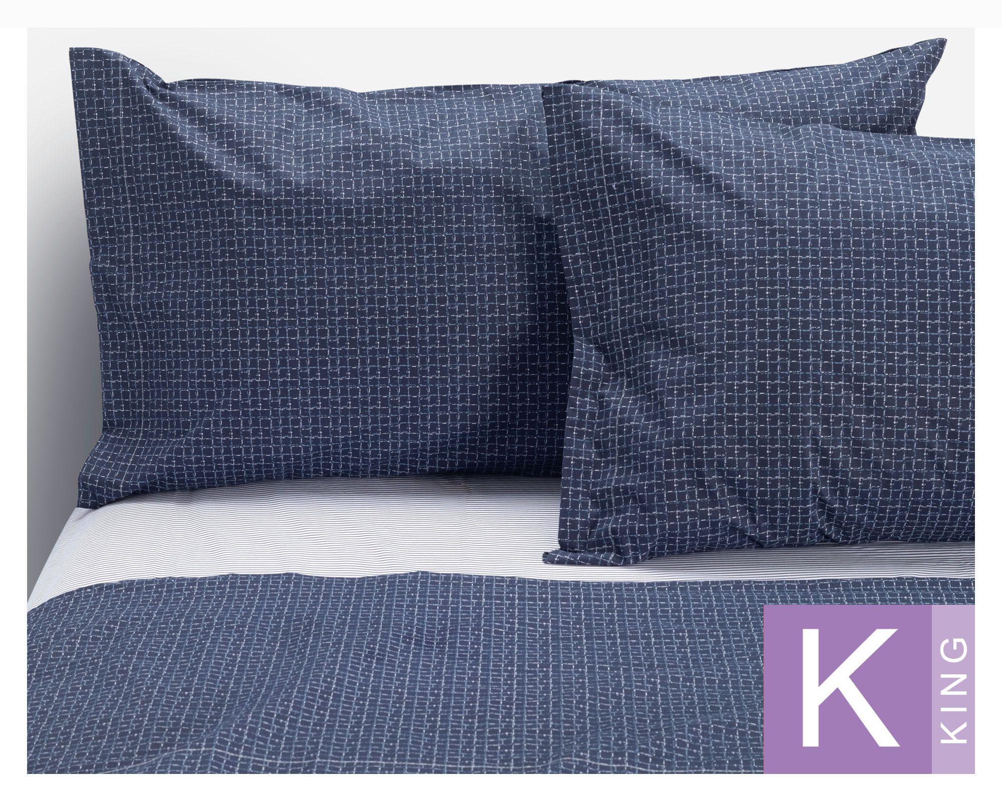 Juego de sábanas king 180H Miniprint azul-0