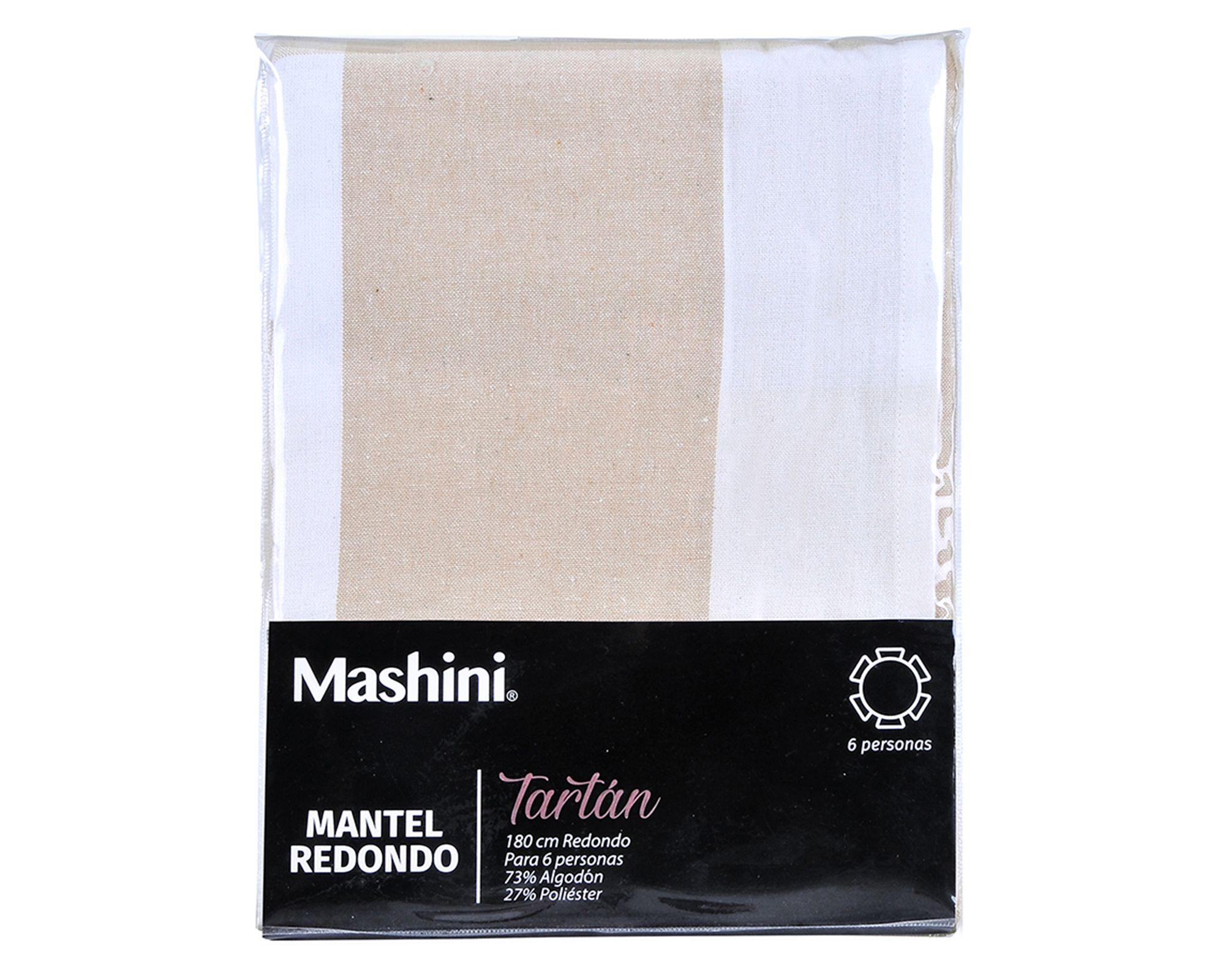Mantel redondo 180x180 cm Tartan beige-2