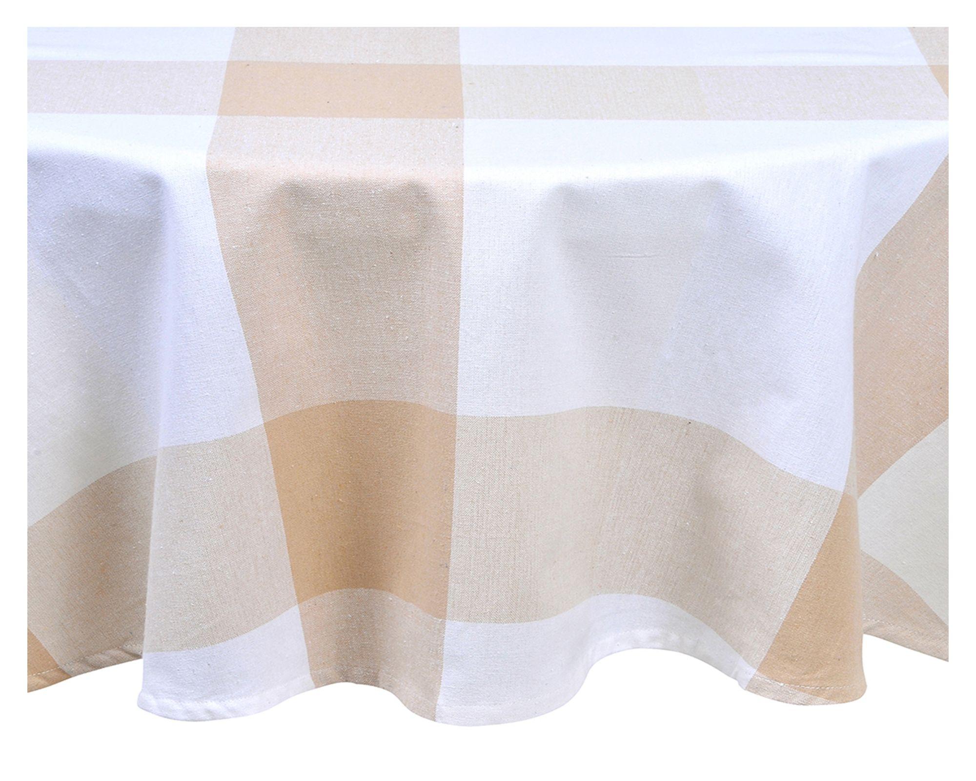 Mantel redondo 180x180 cm Tartan beige-0