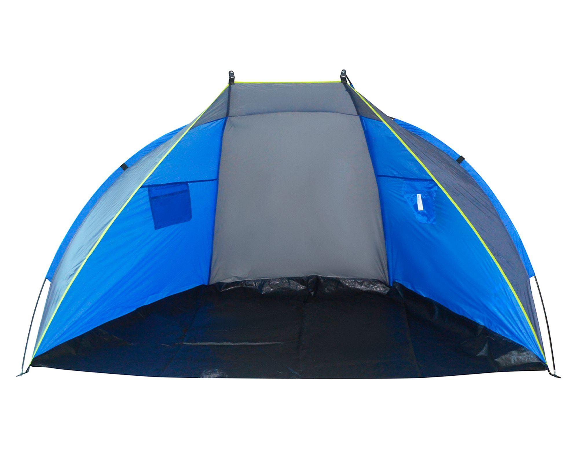 Carpa de playa 2 personas Bicolor azul/gris-0