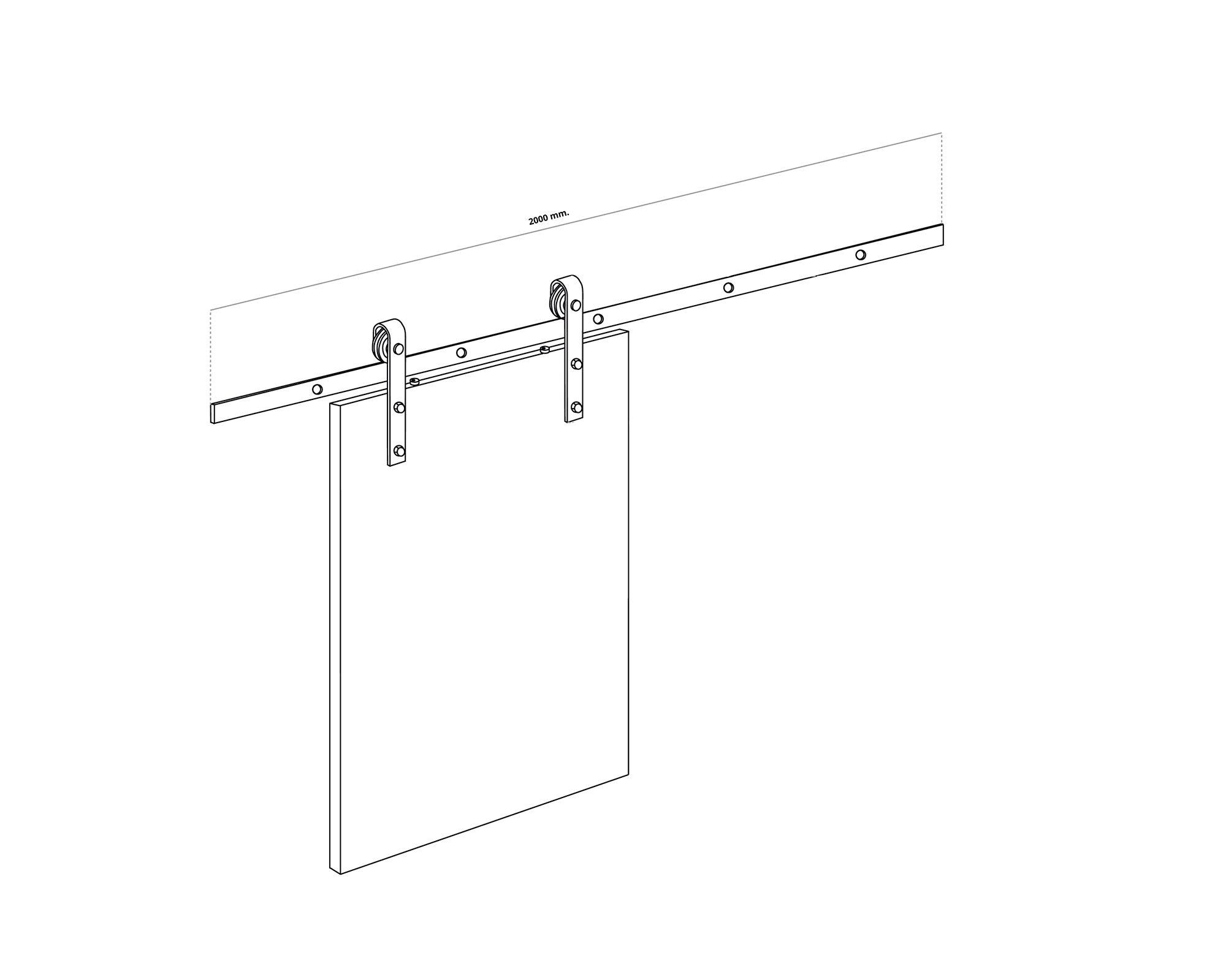 Kit corredizo para puertas Granero negro mate-3