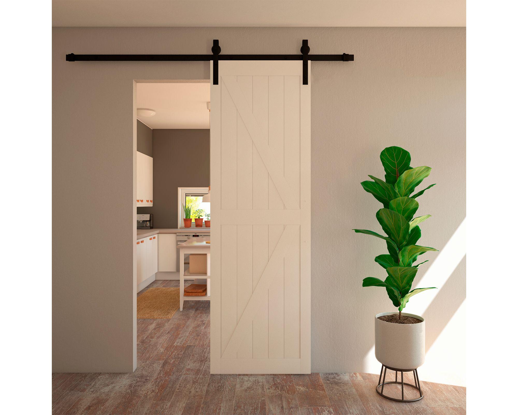 Kit corredizo para puertas Granero negro mate-1