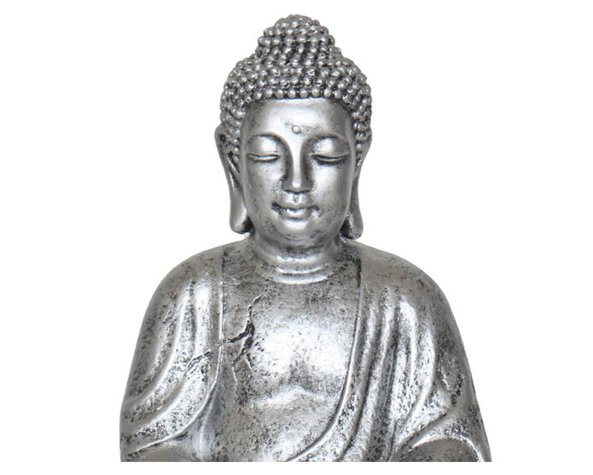 Figura decorativa 41 cm Buda sentado silver-1