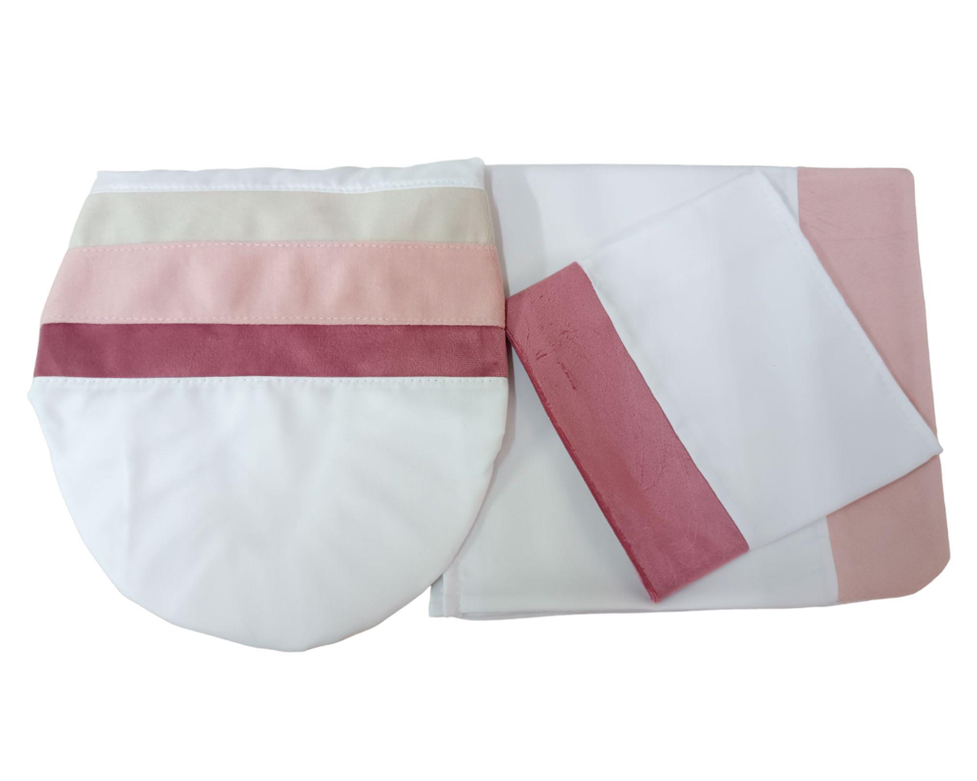 Set accesorios baño blanco/rosa 3 piezas-0