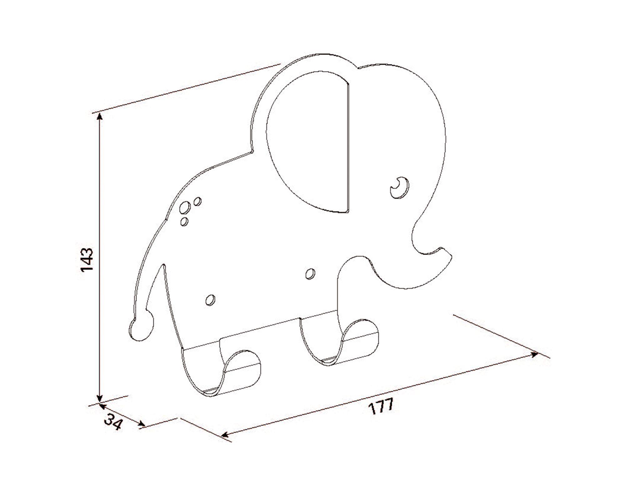 Percha 2 ganchos Zoo Elefante rosado-2