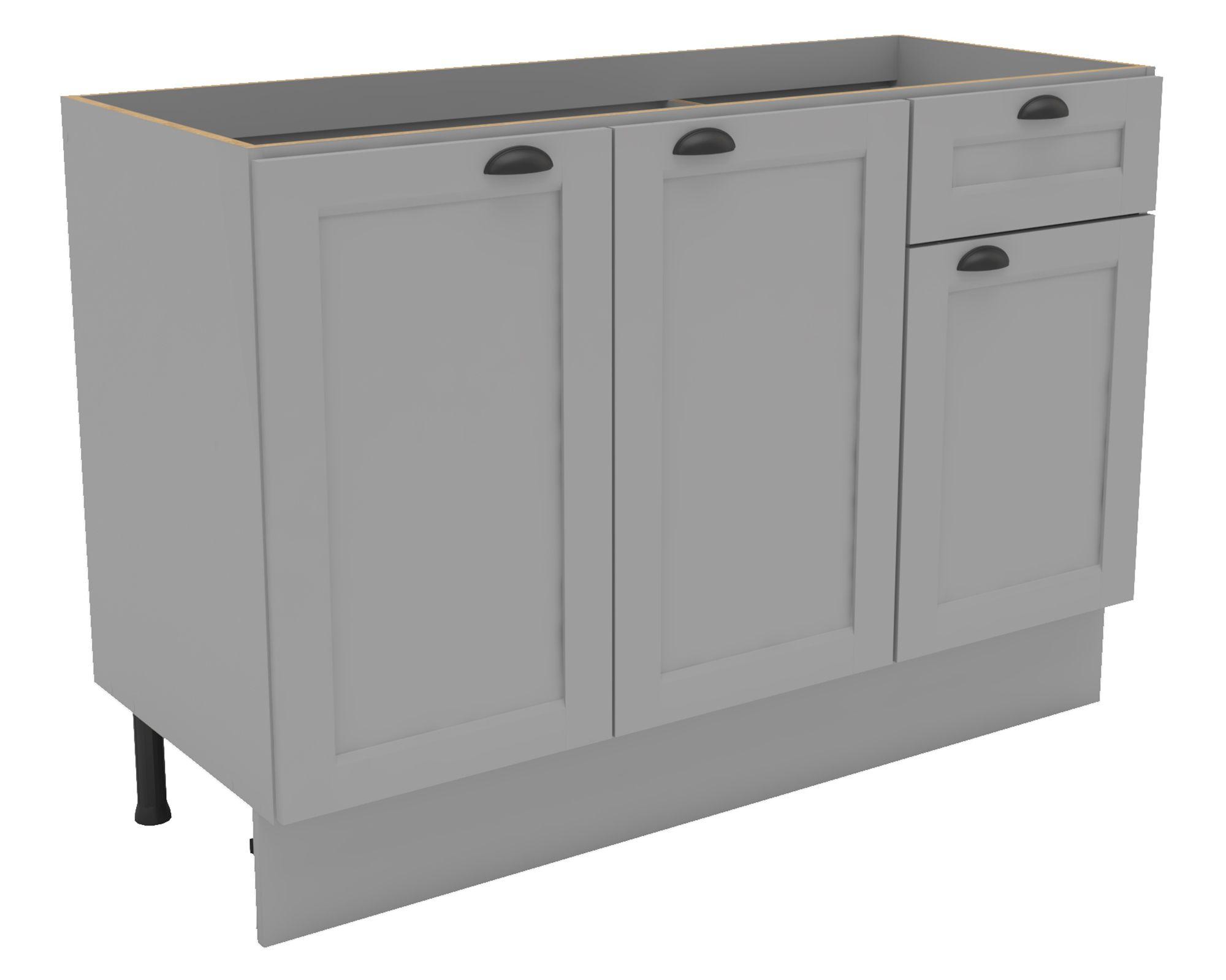 Mueble base cocina 120 cm 3 puertas 1 cajón Premier gris-1