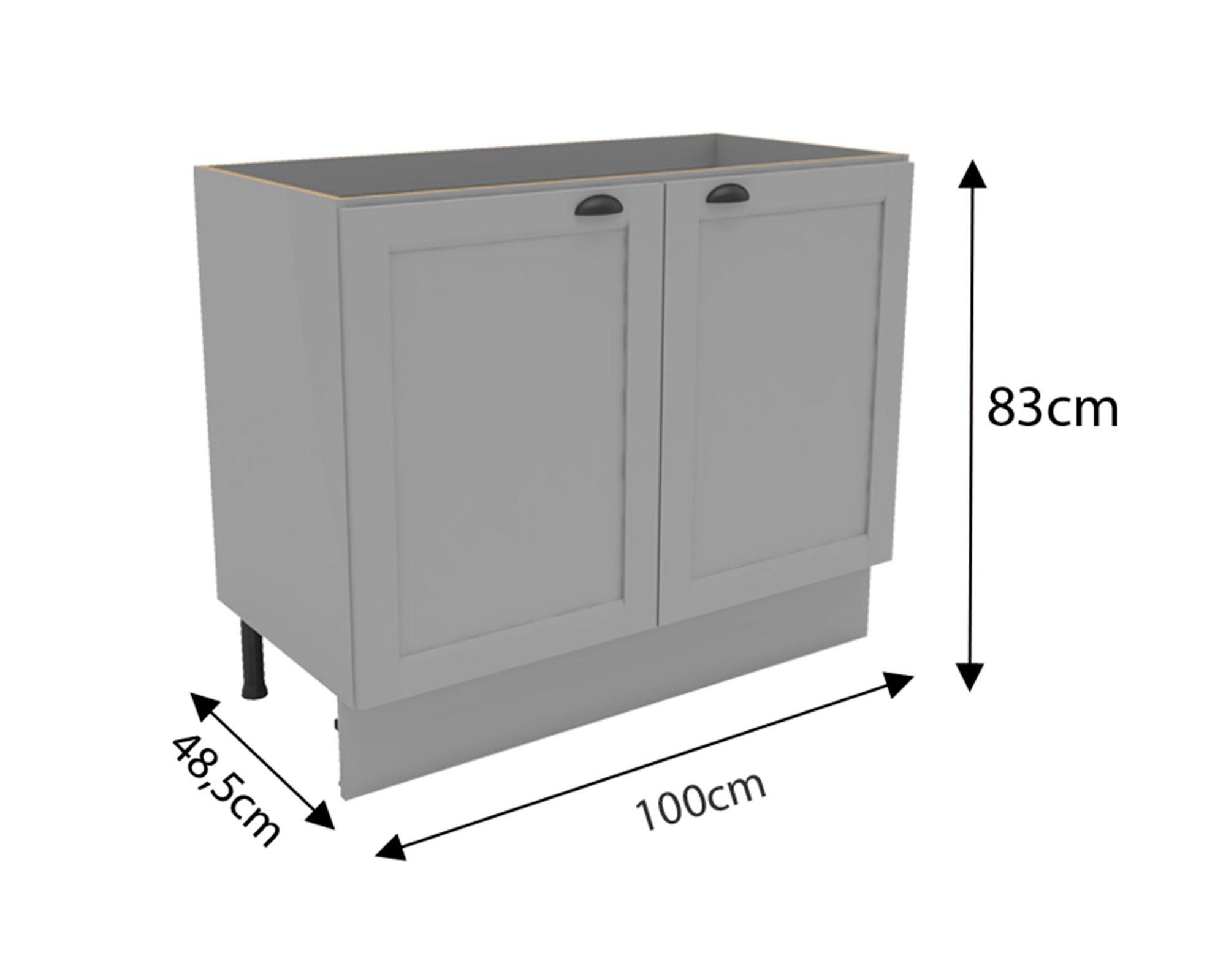 Mueble base cocina 100 cm 2 puertas Premier gris-3