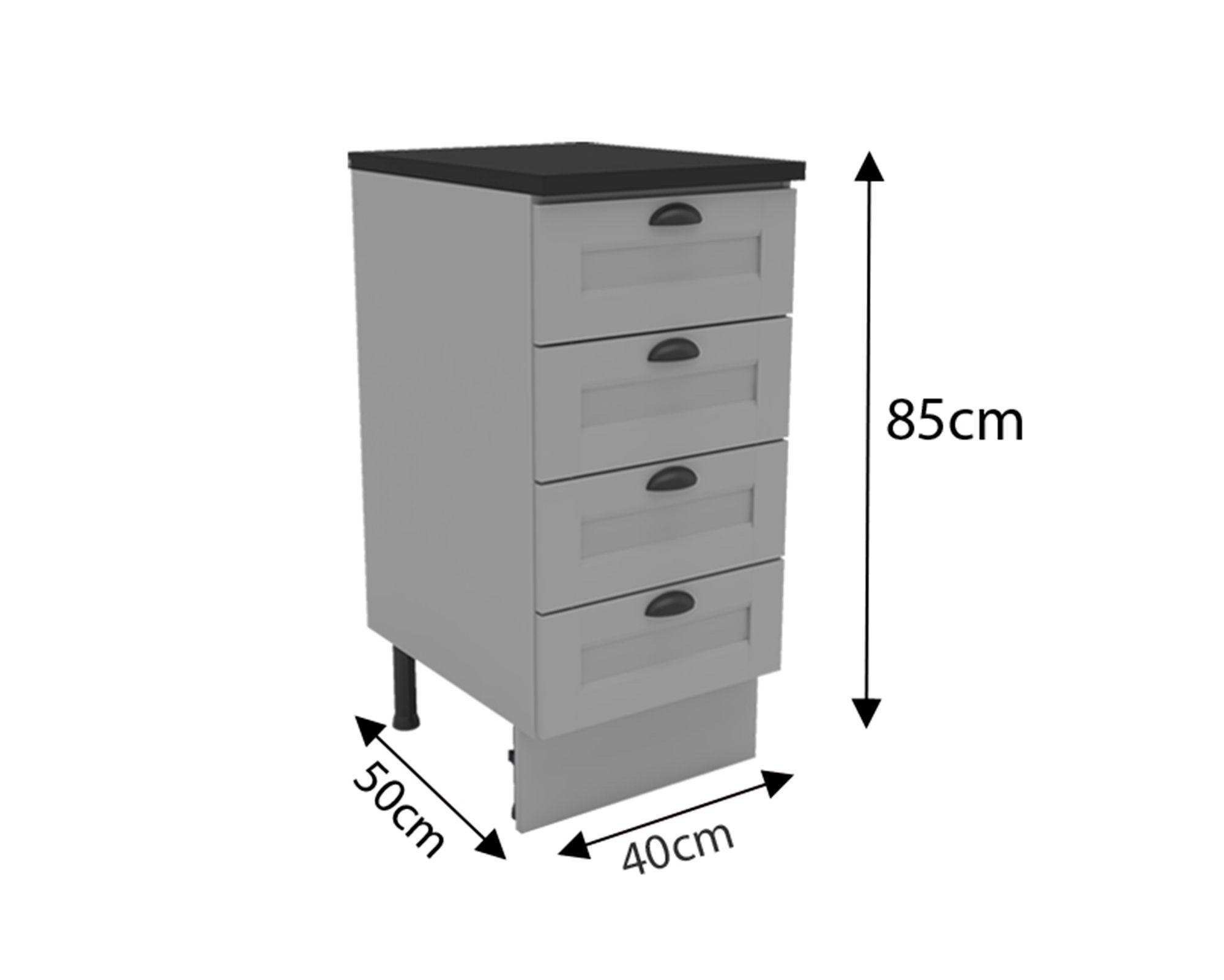 Mueble base cocina 40 cm 4 cajones Premier gris-3