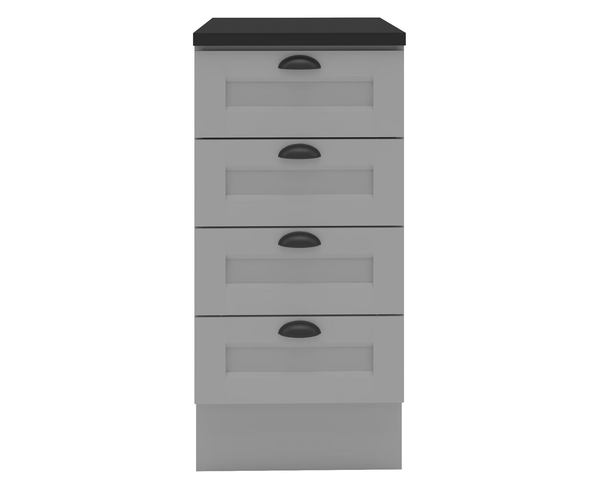 Mueble base cocina 40 cm 4 cajones Premier gris-0